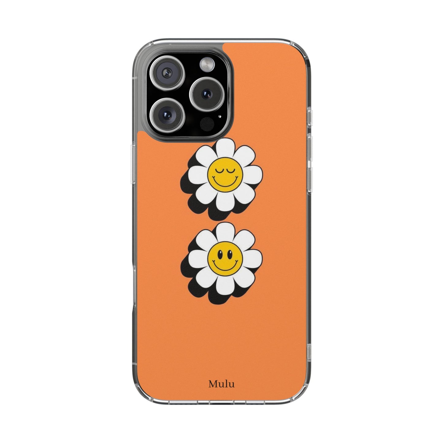 Phone Case — Orange Smiley Daisy Clear Impact‑Resistant Case