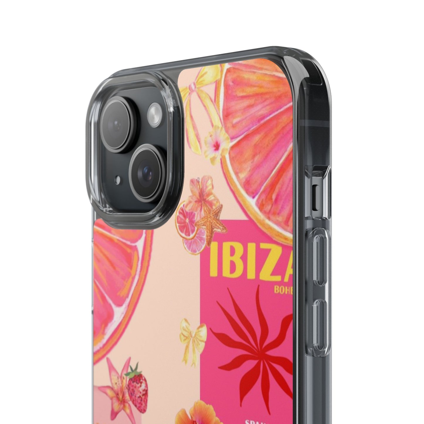 Clear Impact Phone Case — Pink Ibiza Citrus Floral Design