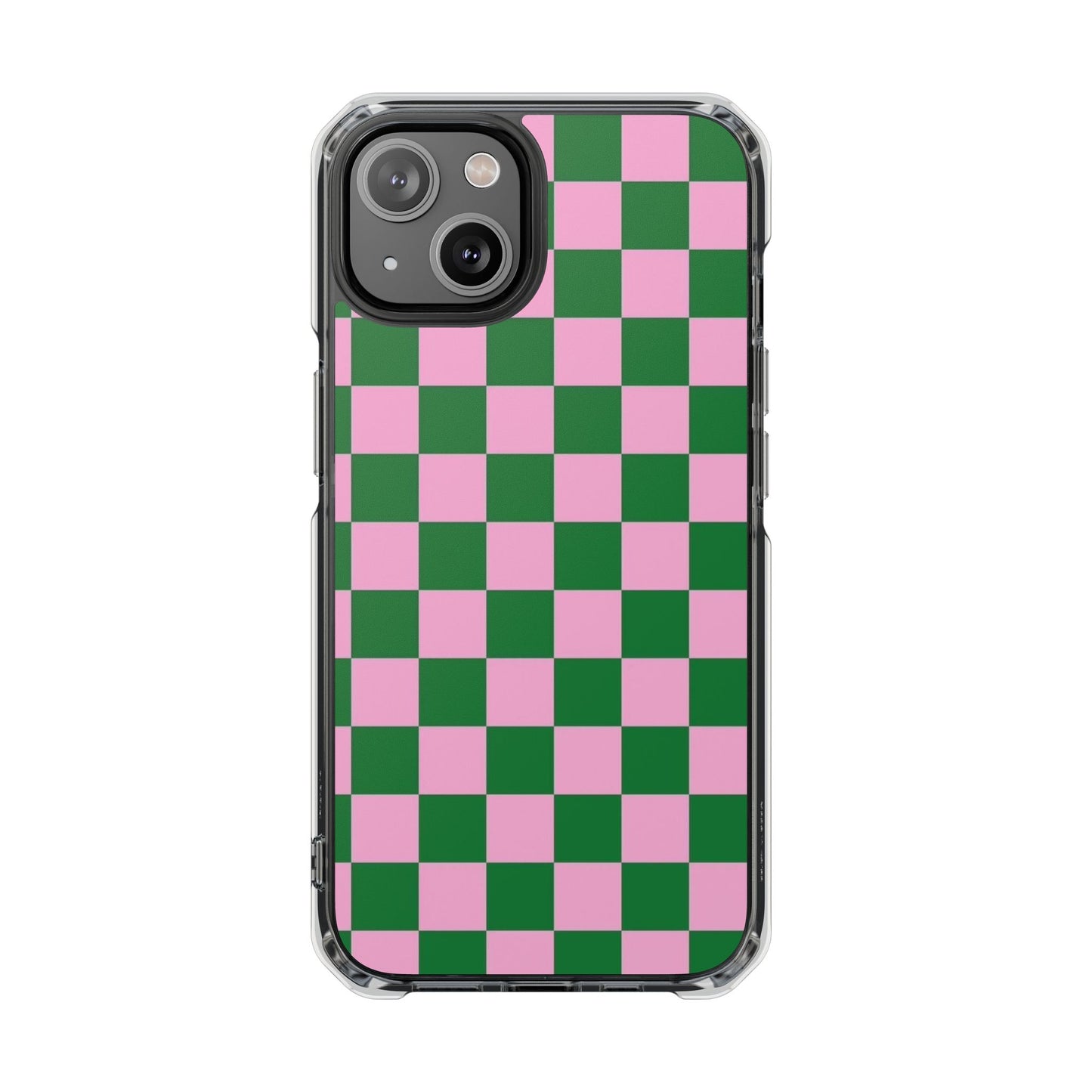 Pink & Green Checkerboard Magnetic Clear Phone Case