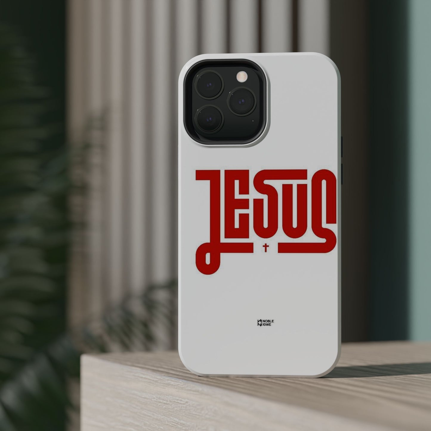 Jesus Magnetic Impact‑Resistant Phone Case — Bold Red Script Christian iPhone Cover