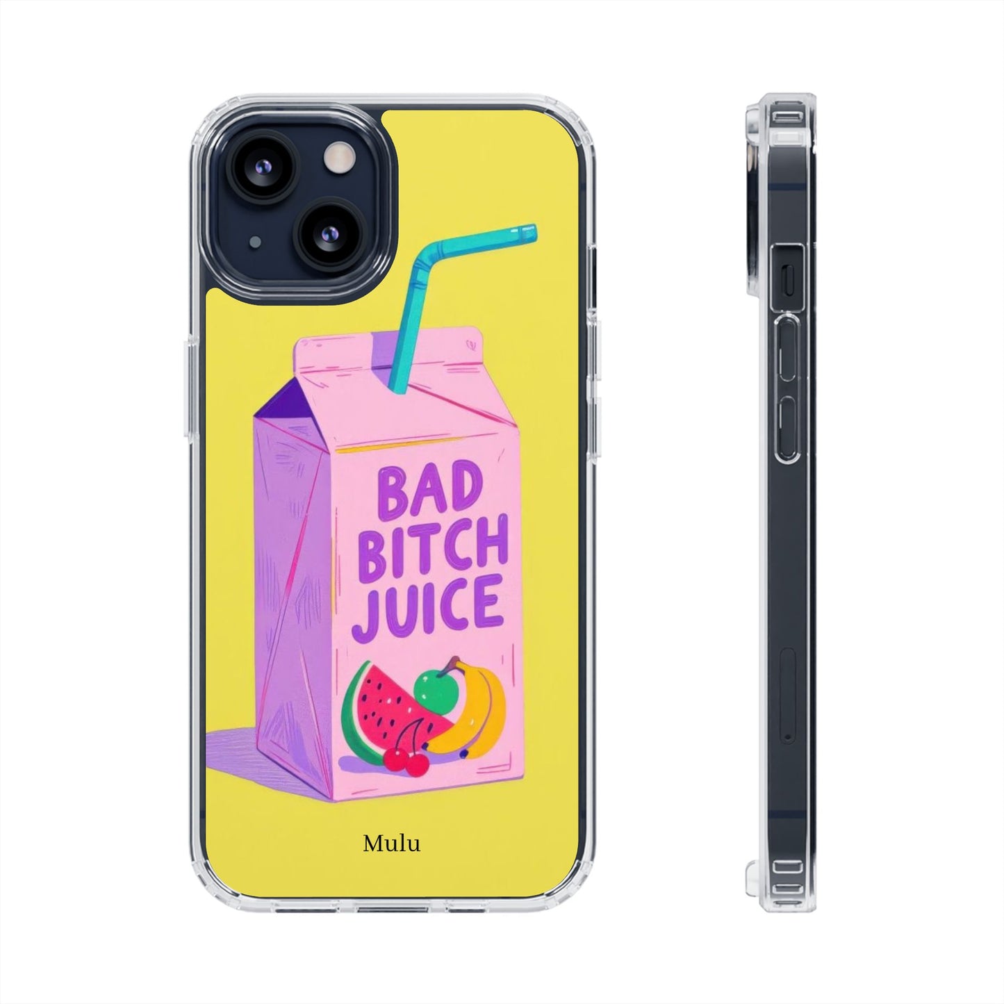 Clear Impact-Resistant Phone Case — "Bad Bitch Juice" Cartoon Juice Box Design