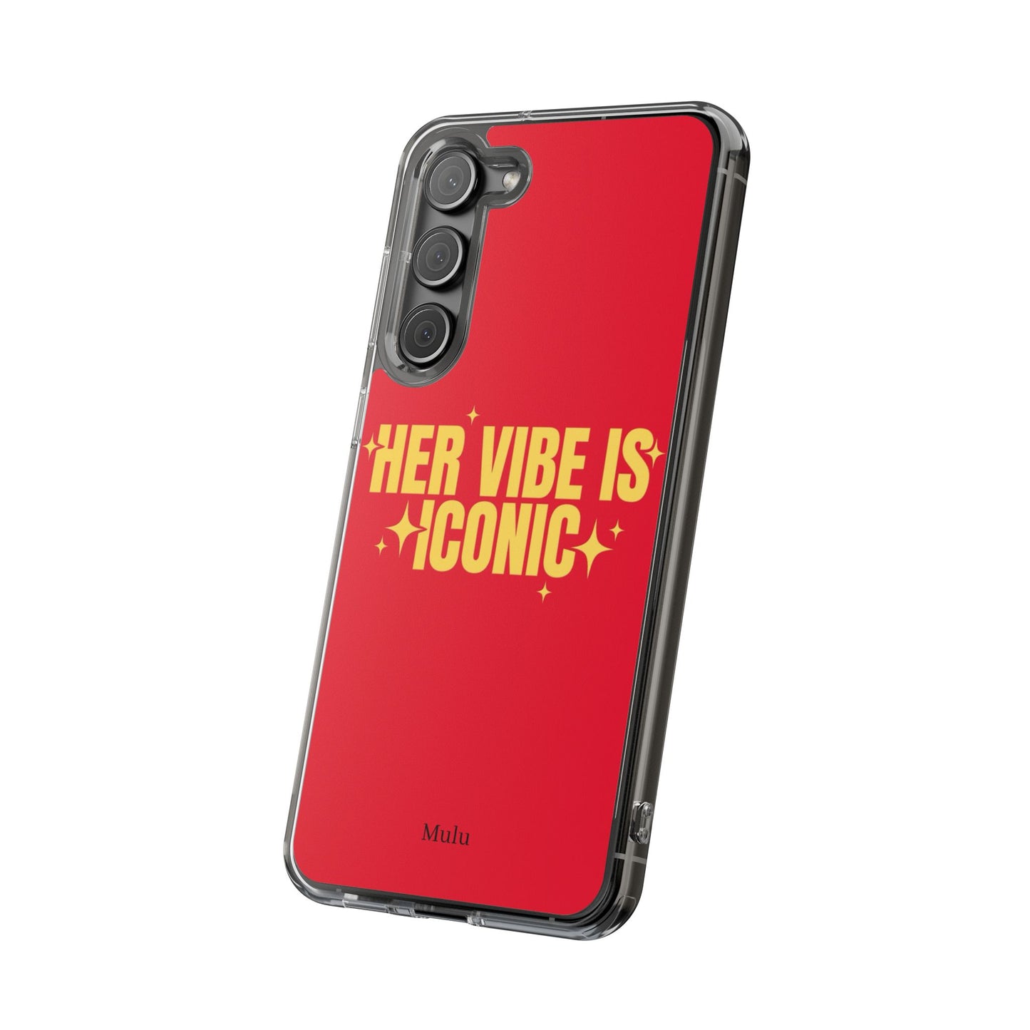 Clear Impact-Resistant Phone Case — "Her Vibe Is Iconic" Red Protective Cover