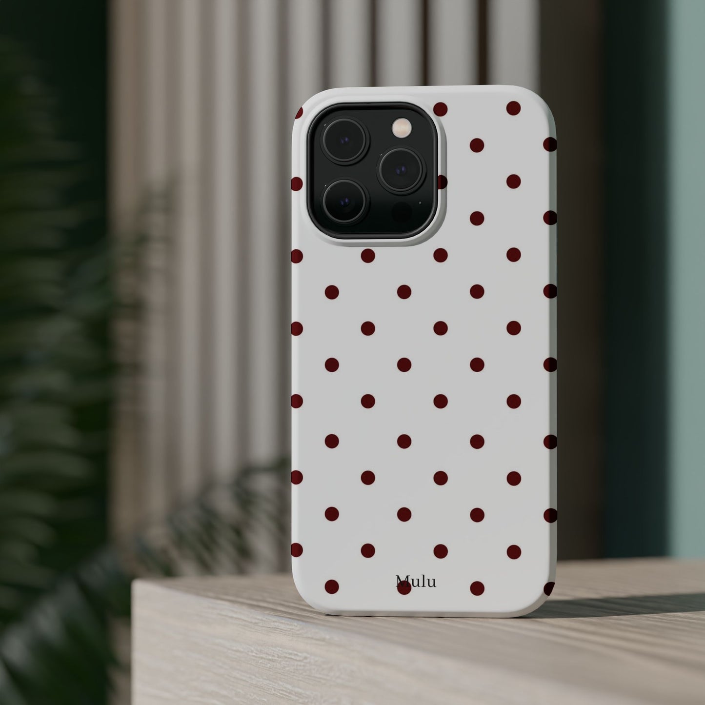Polka Dot Magnetic Impact-Resistant Phone Case — Red Dots on White