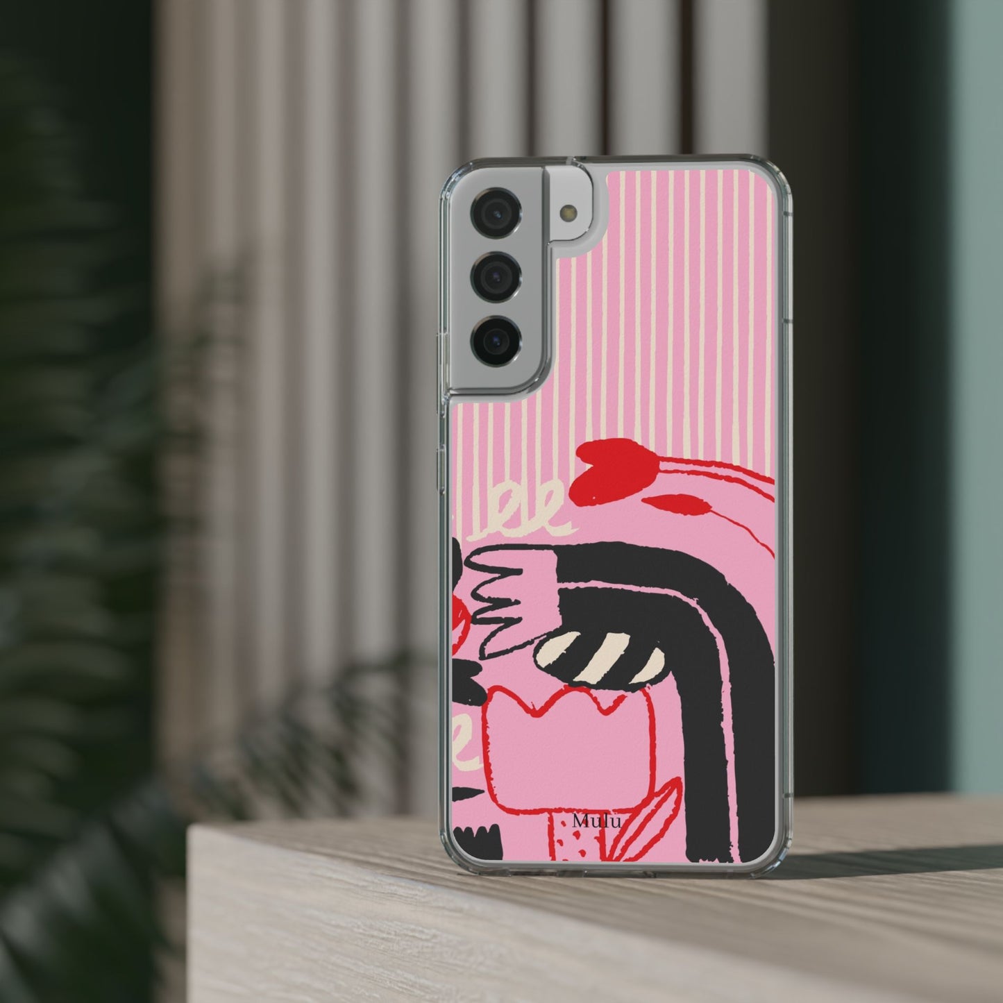 Clear Impact-Resistant Case — Pink Cute Heart Cartoon Design