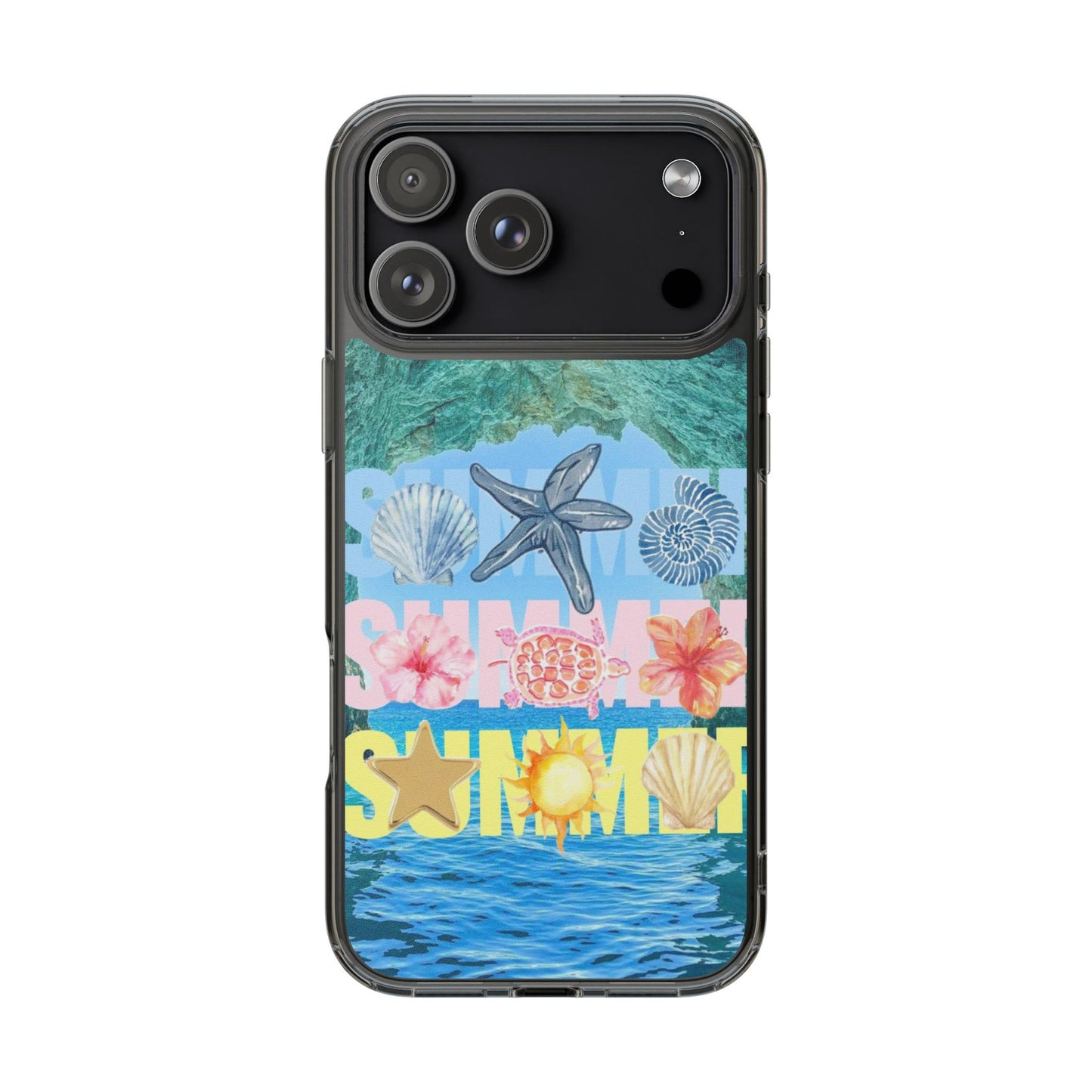 Clear Summer Beach Phone Case — Impact‑Resistant Tropical Design