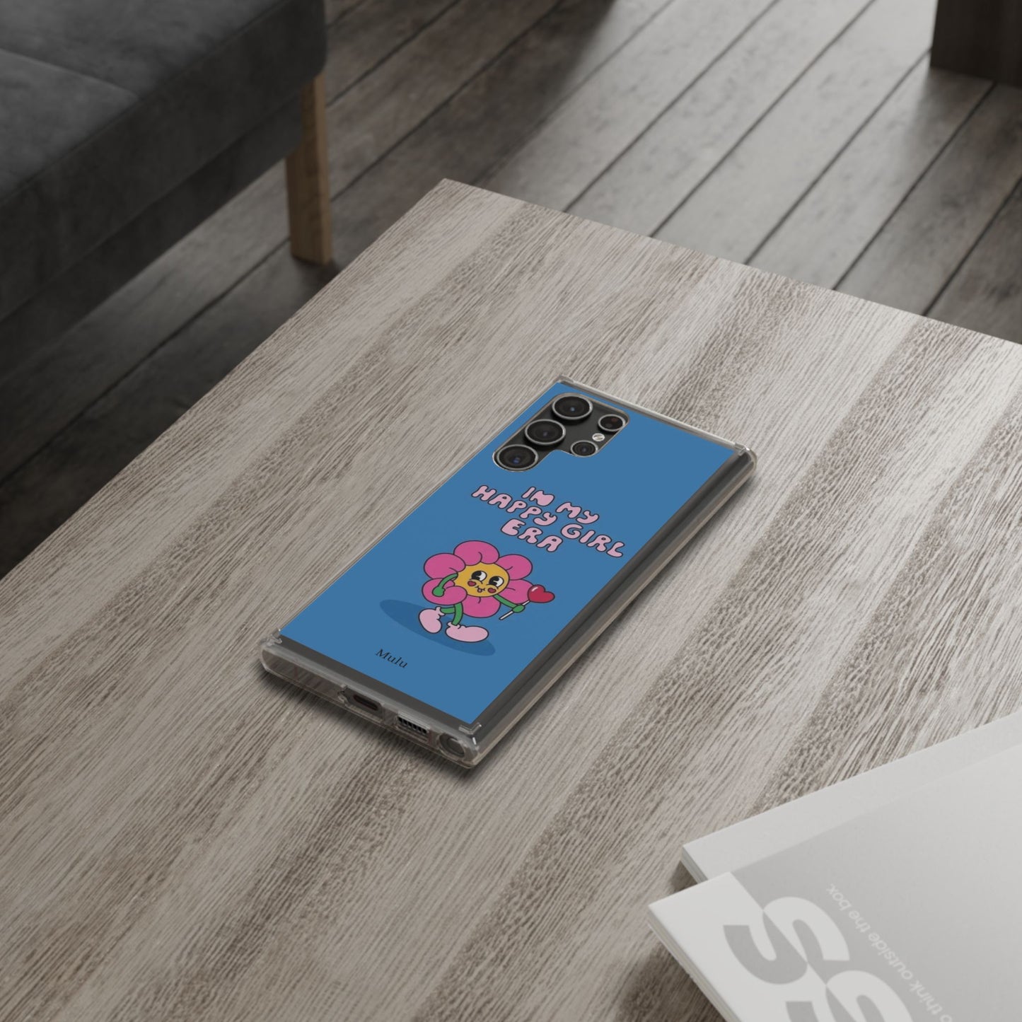 Clear Impact-Resistant Phone Case — “I’m My Happy Girl Era” Cute Flower Design