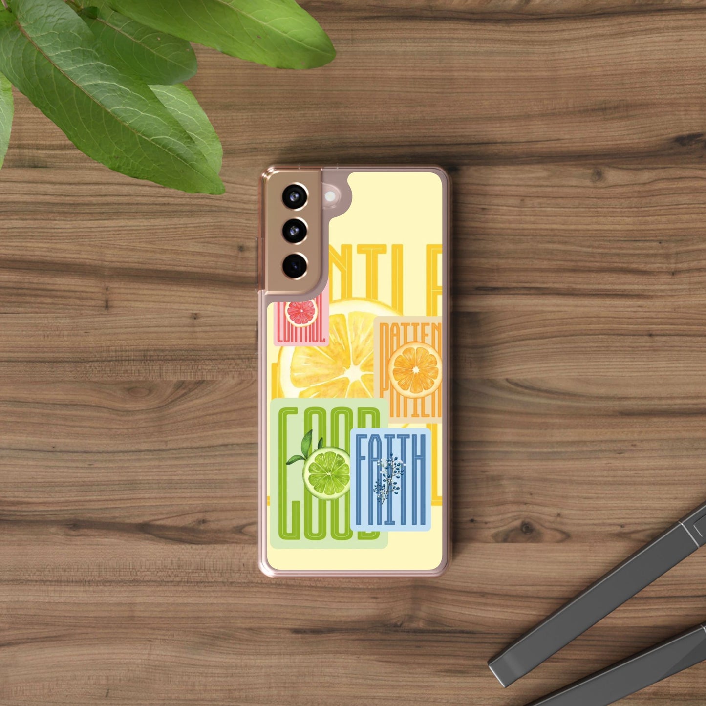 Clear Phone Case — Citrus Fruit Typography "Good Faith" Design