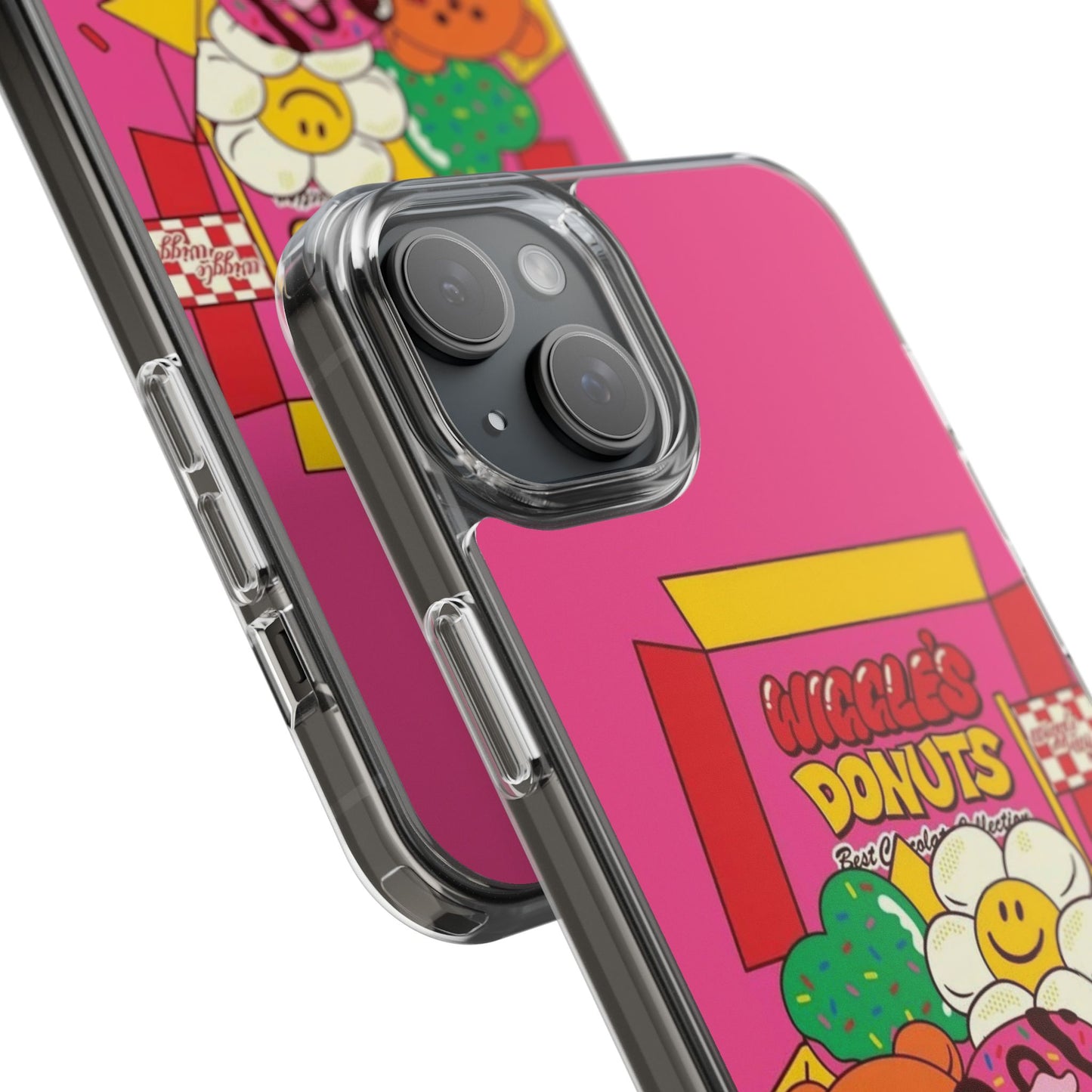 Donut Box Cute Phone Case — Clear Impact‑Resistant iPhone Cover with Smiling Donuts