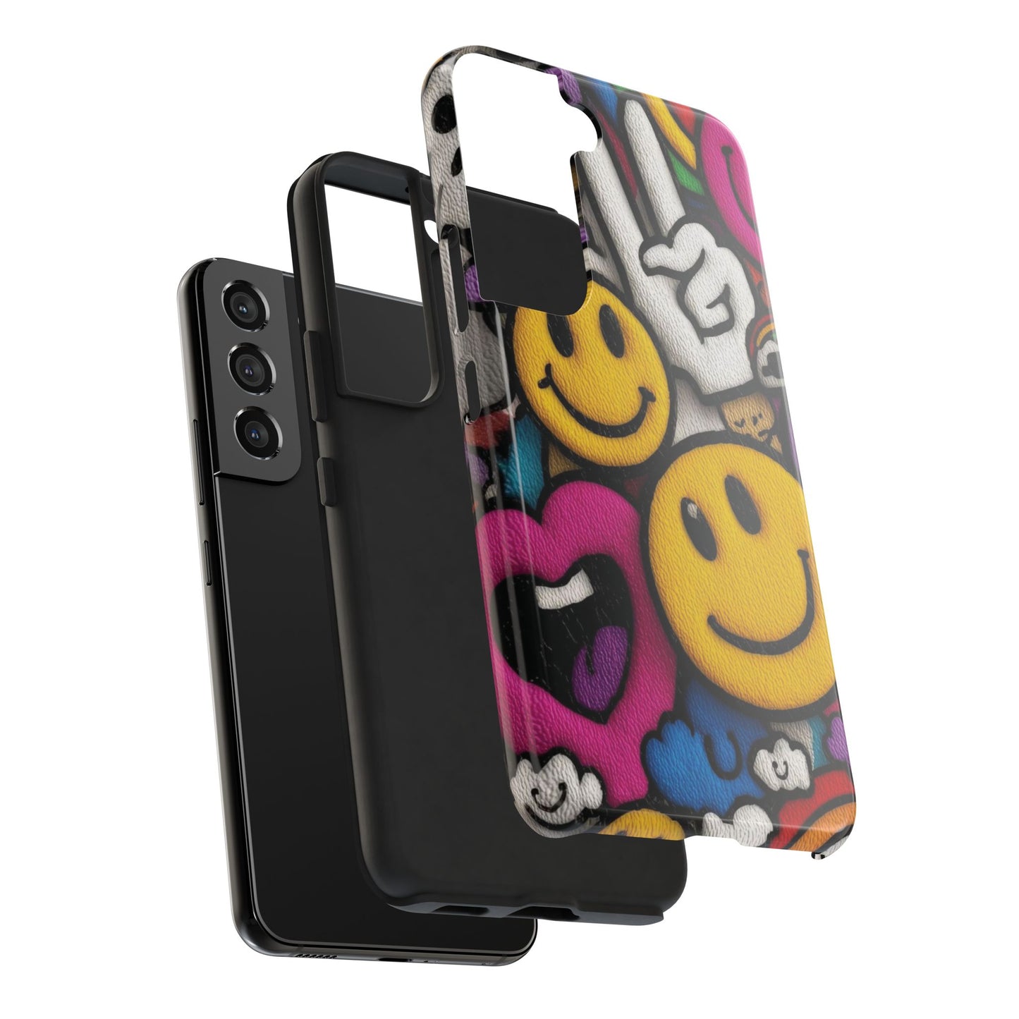 Smiley Graffiti Tough Phone Case – Colorful Urban Art Protection