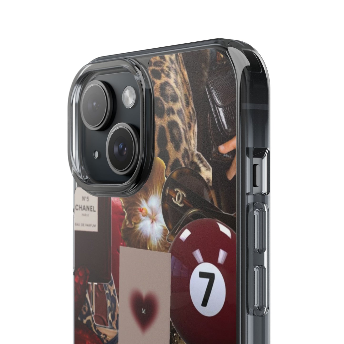 Clear Impact-Resistant Phone Case — Retro Cherry Collage Design