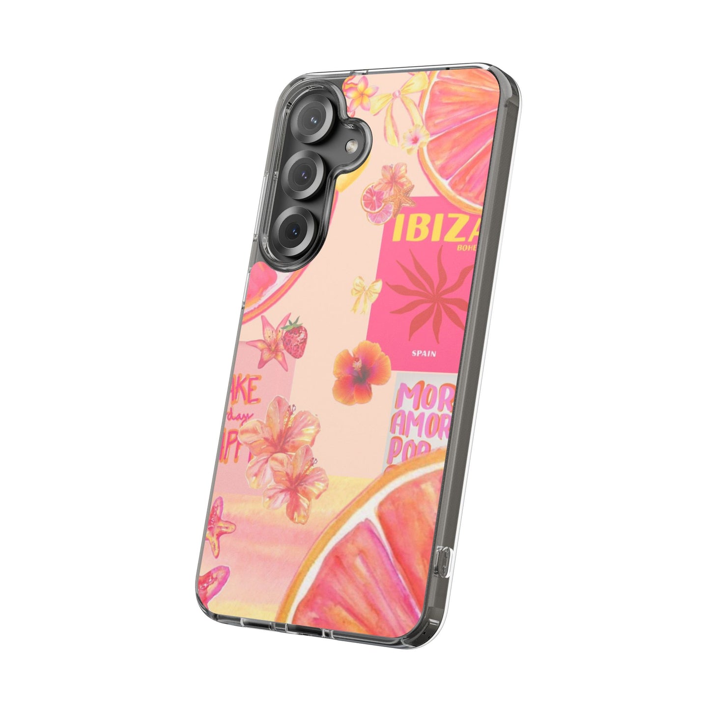 Clear Impact Phone Case — Pink Ibiza Citrus Floral Design