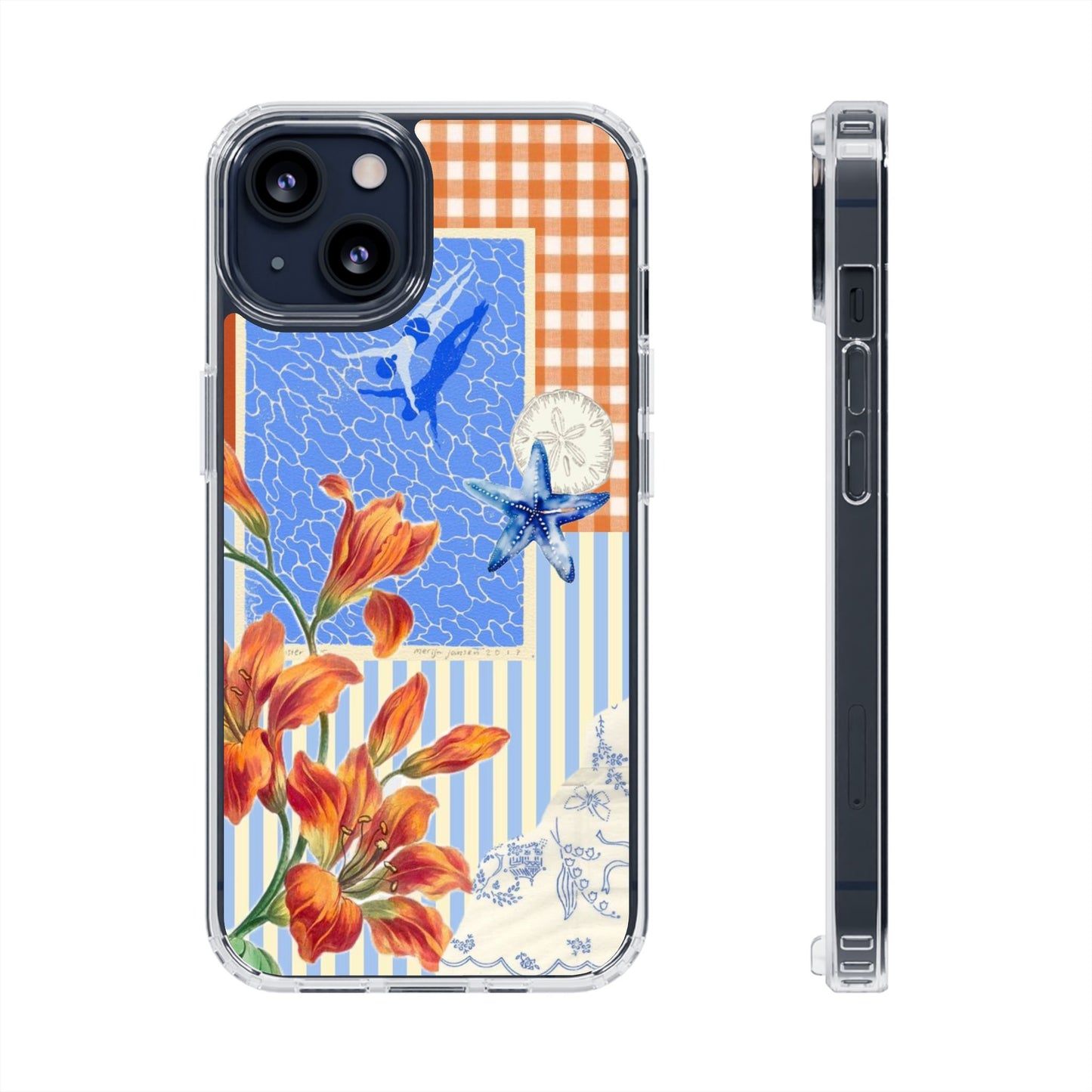 Floral Patchwork Clear Impact-Resistant Phone Case