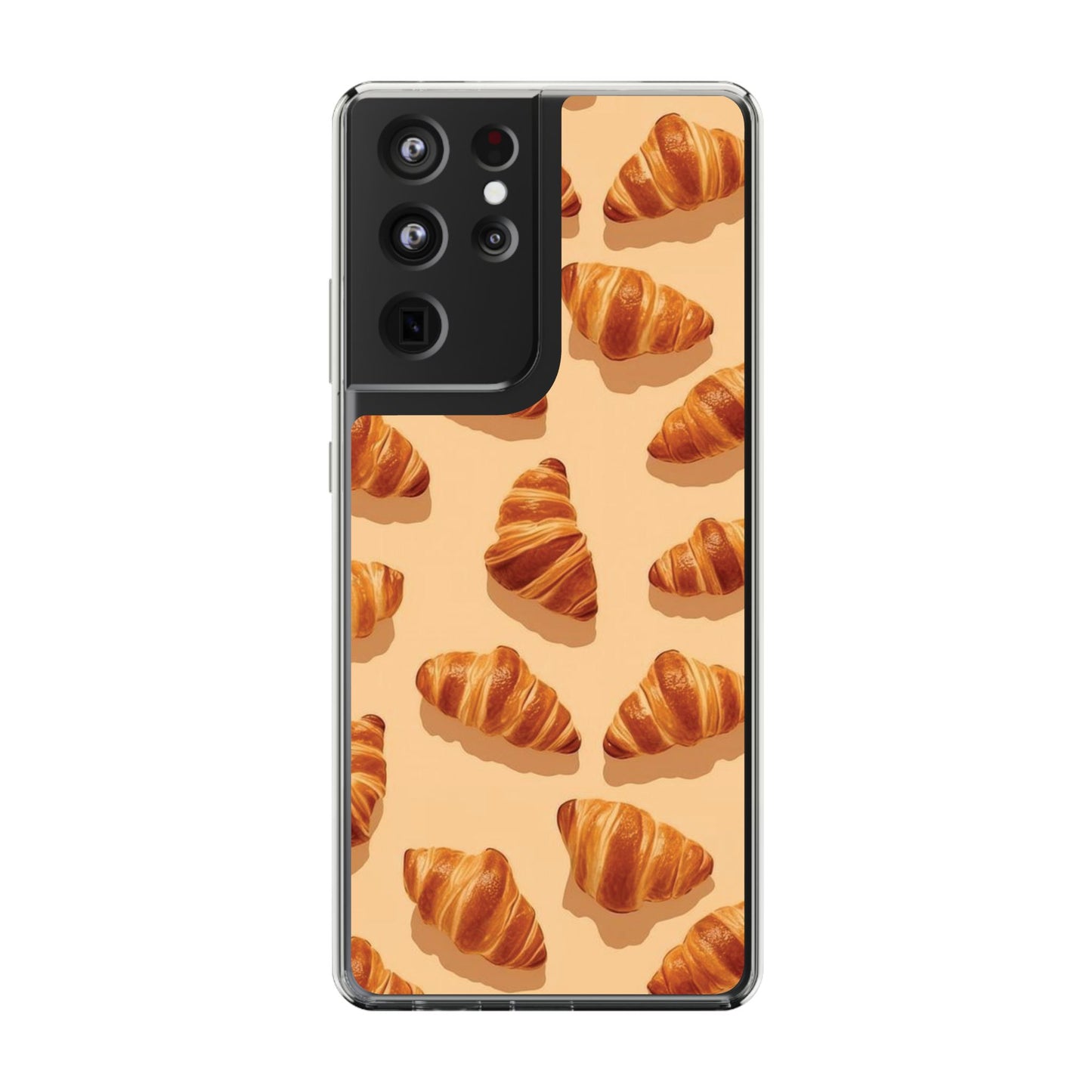 Croissant Pattern Clear Phone Case — Bakery-themed Transparent iPhone Cover