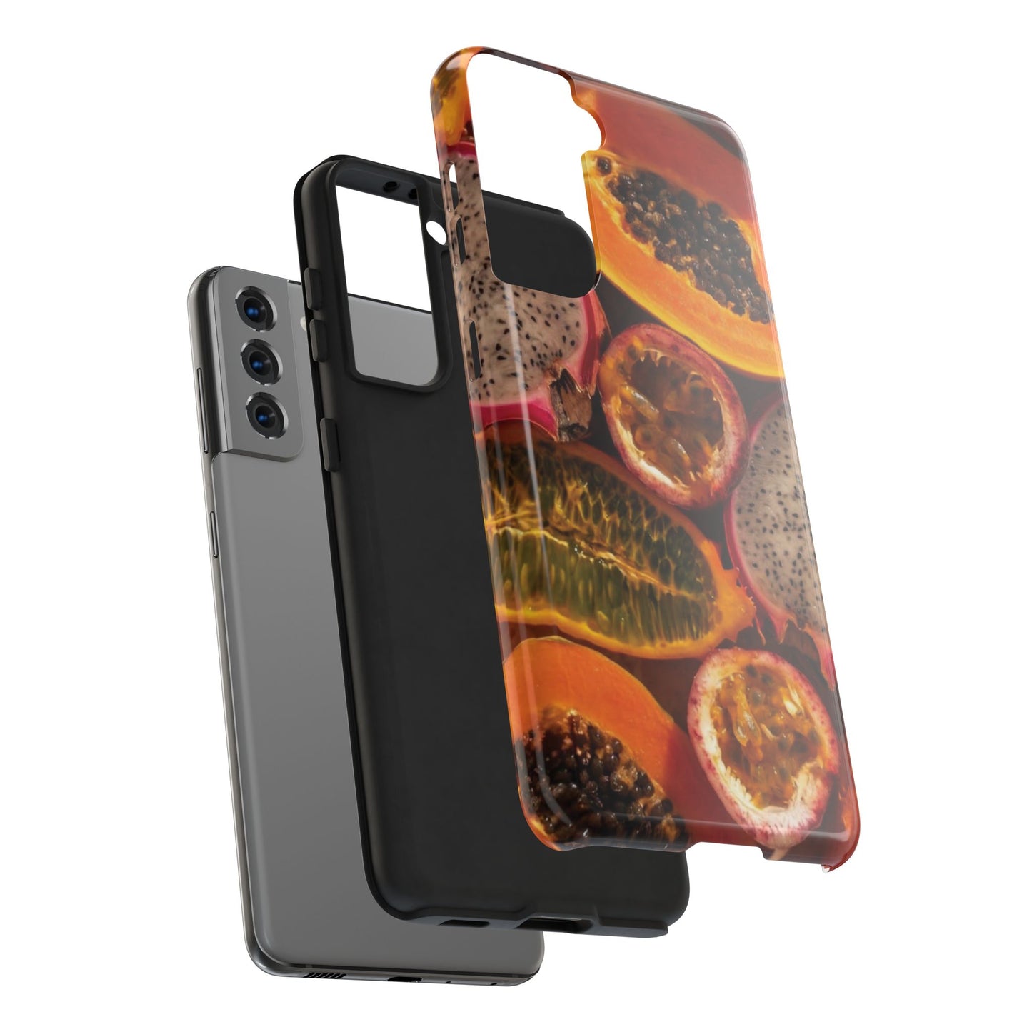 Tropical Fruit Tough Phone Case — Papaya & Dragon Fruit Design