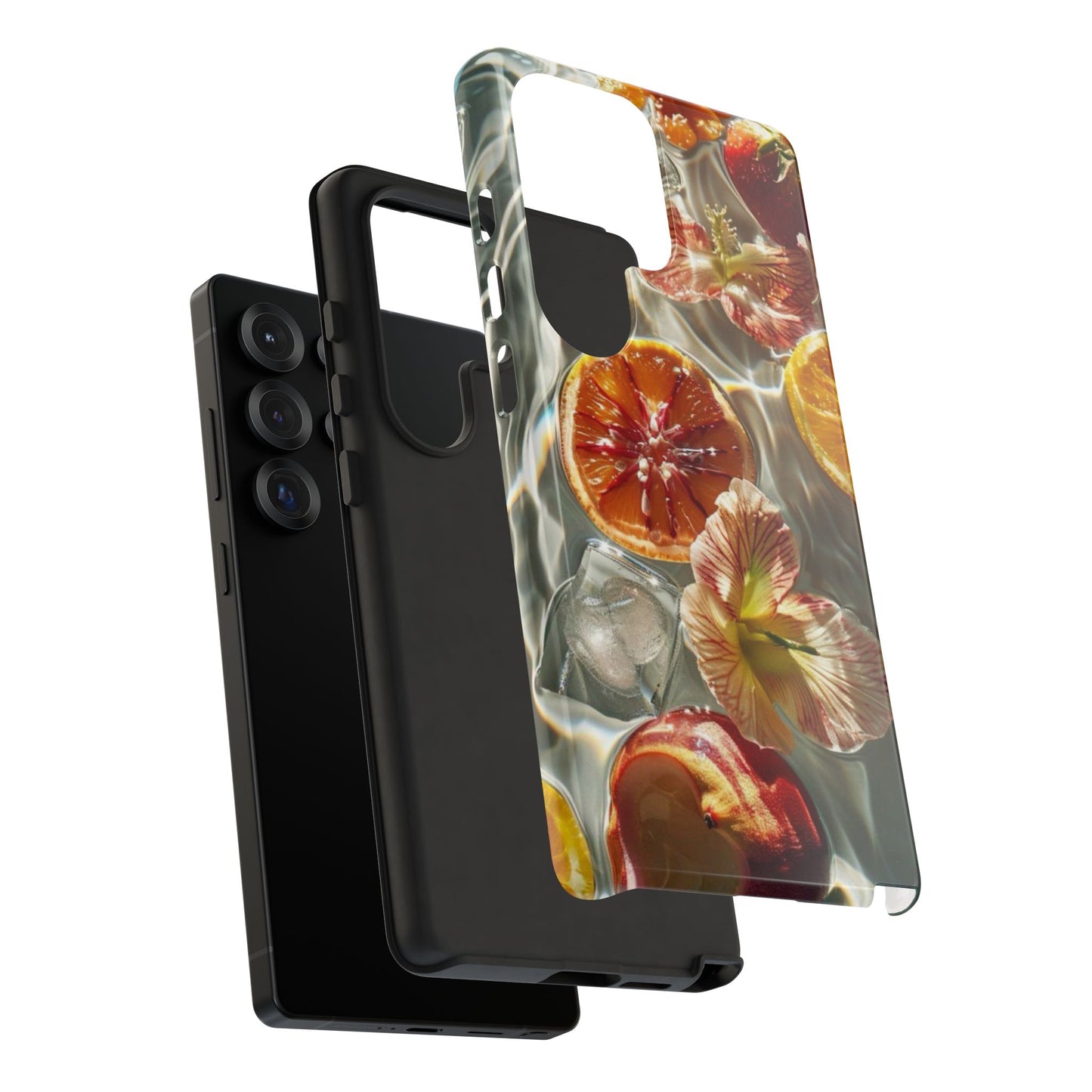 Citrus & Hibiscus Protective Phone Case – Summer Fruit Water Print Tough Case
