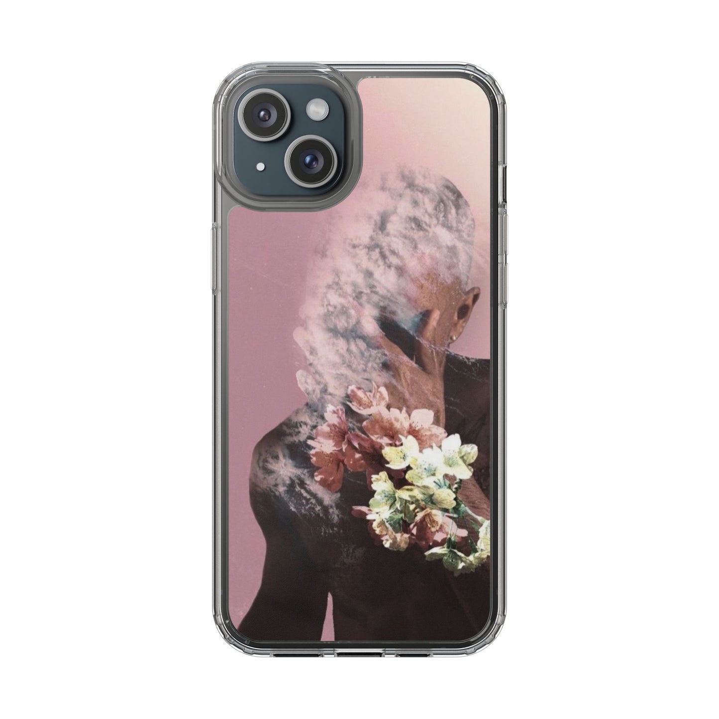 Clear Phone Case — Pink Floral Smoke Art iPhone Case