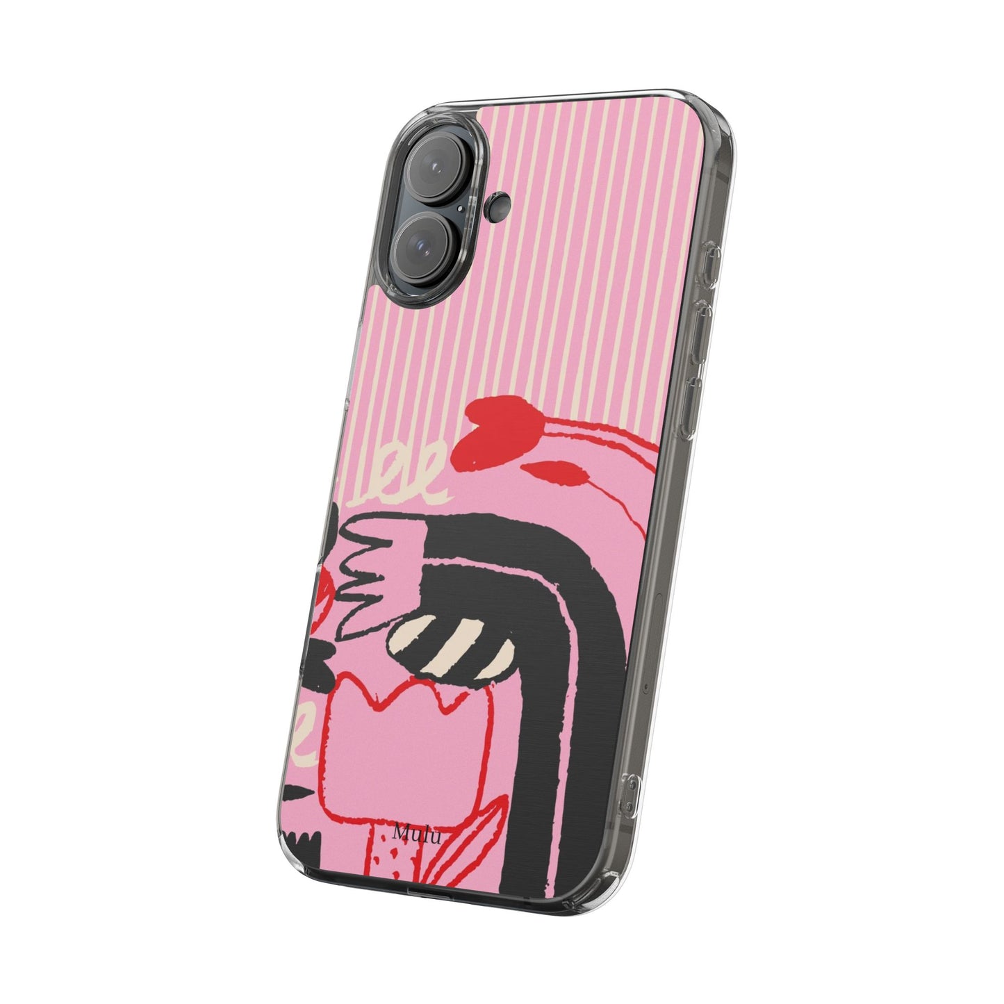Clear Impact-Resistant Case — Pink Cute Heart Cartoon Design