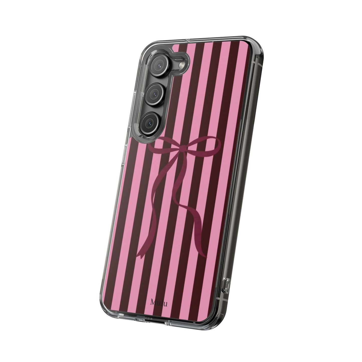 Pink Striped Ribbon Clear Impact-Resistant Phone Case