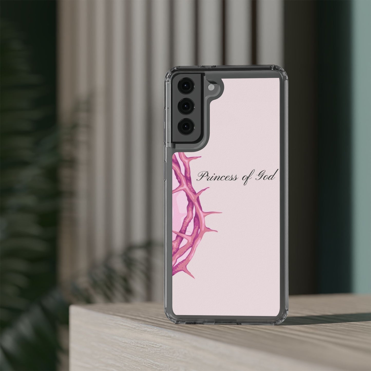 Phone Case — "Princess of God" Pink Crown of Thorns Clear Impact-Resistant Case