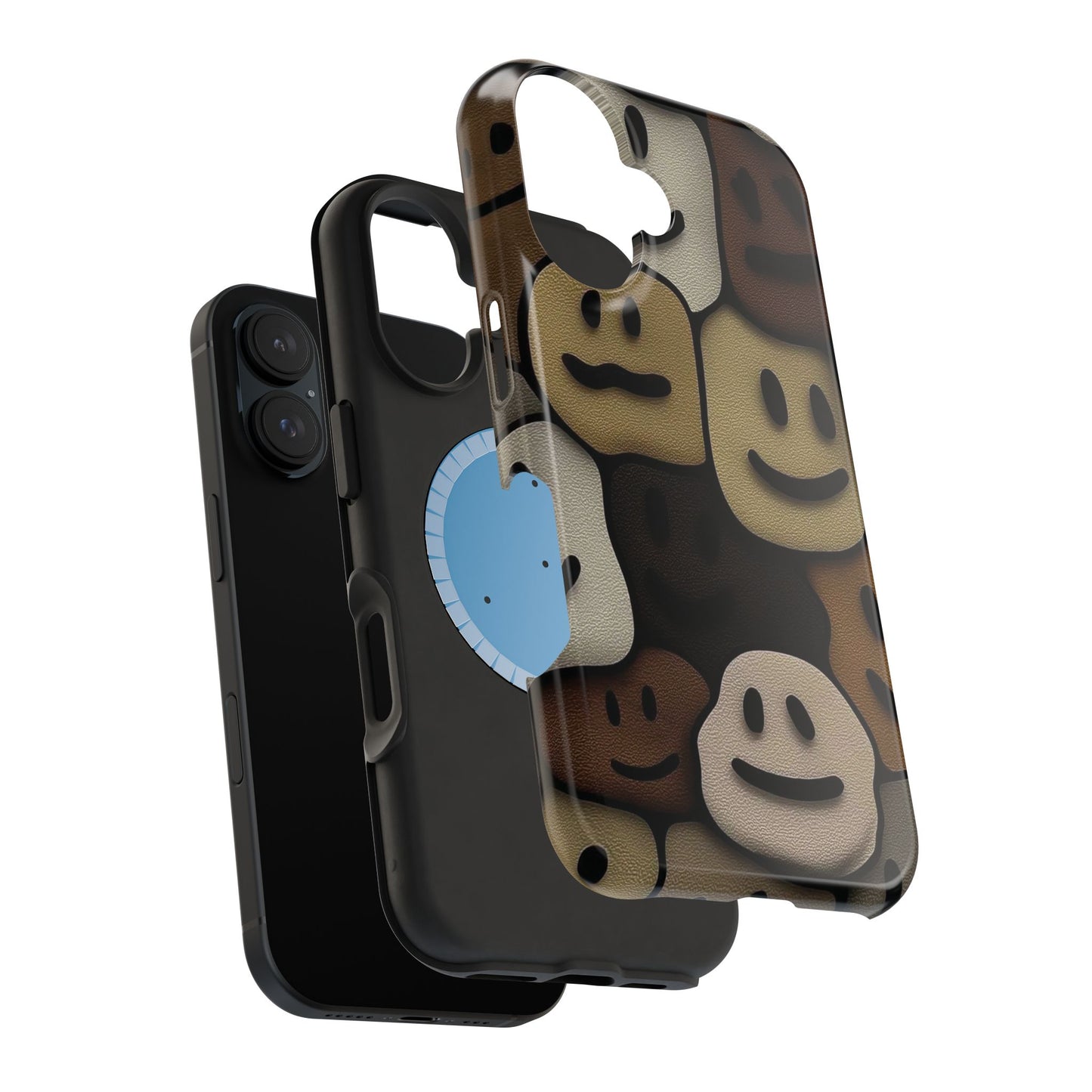 Magnetic Impact-Resistant Case — Brown Smiley Tile Phone Cover