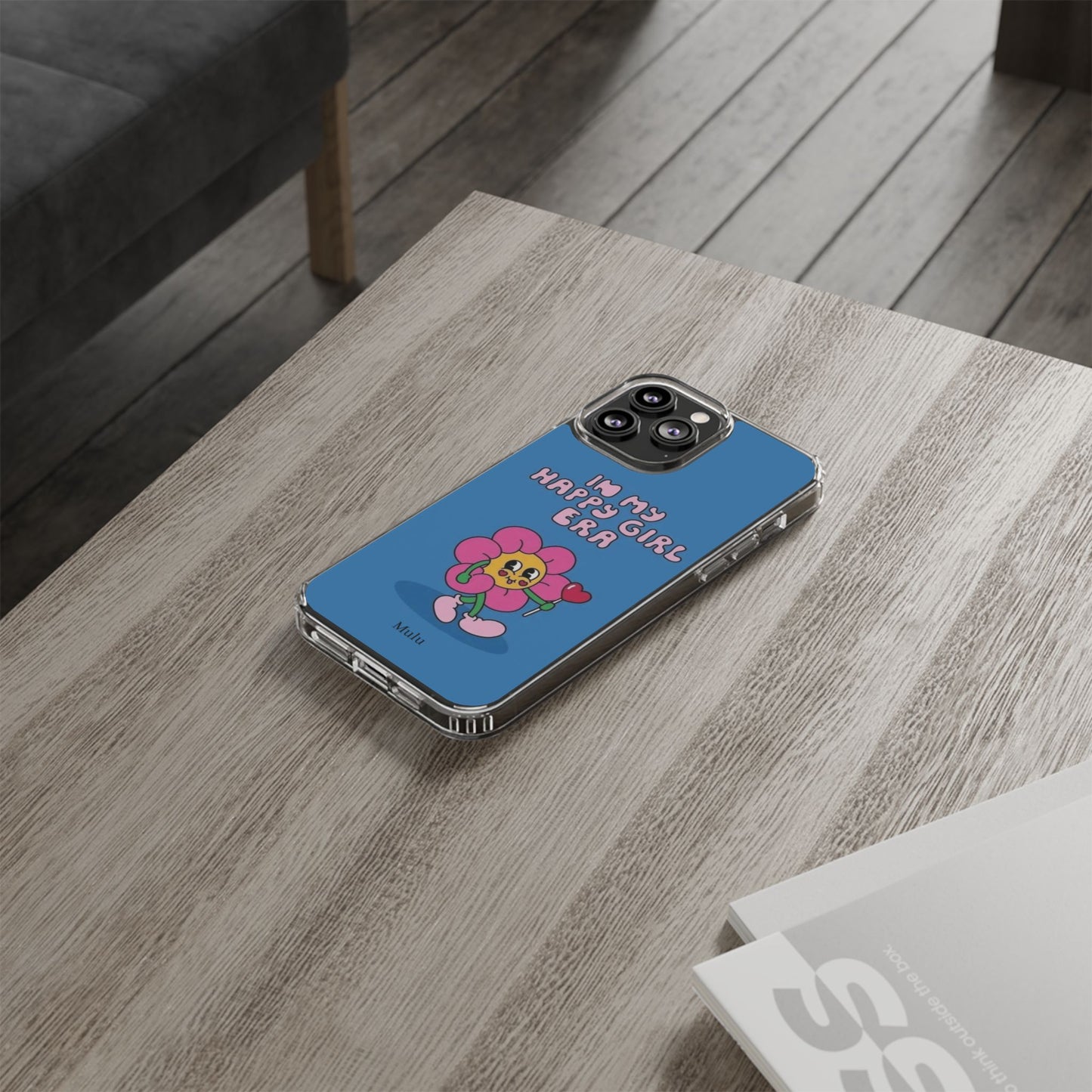 Clear Impact-Resistant Phone Case — “I’m My Happy Girl Era” Cute Flower Design