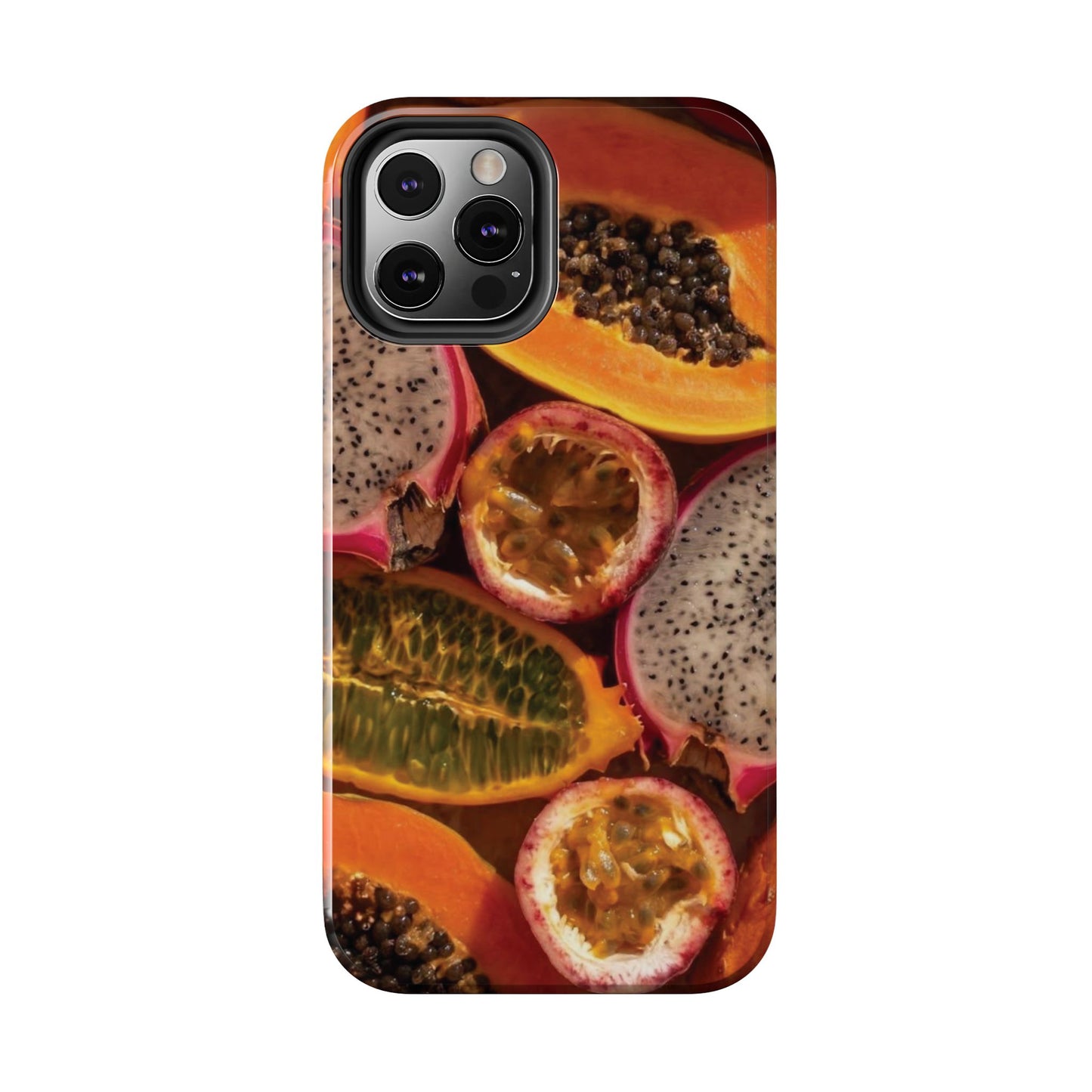 Tropical Fruit Tough Phone Case — Papaya & Dragon Fruit Design