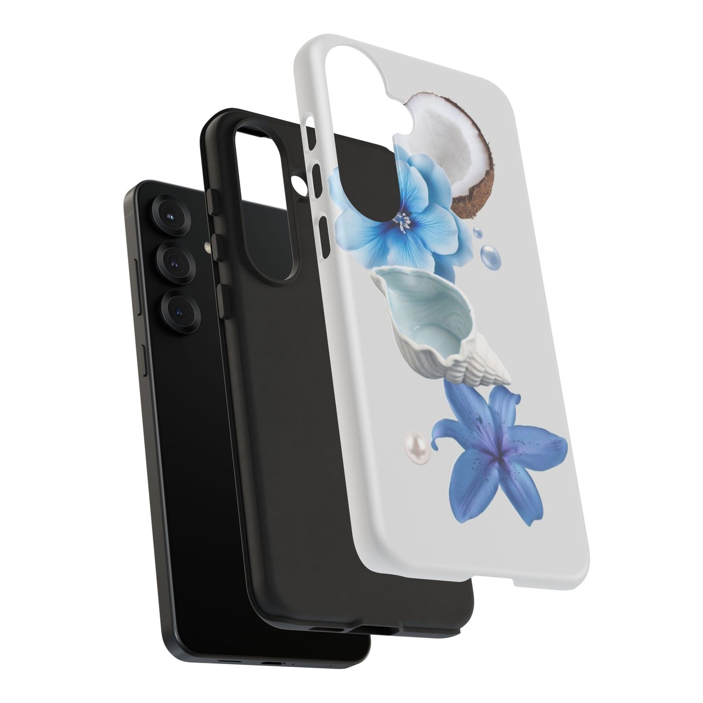 Tropical Blue Floral Phone Case — Coconut, Shell & Starfish Design
