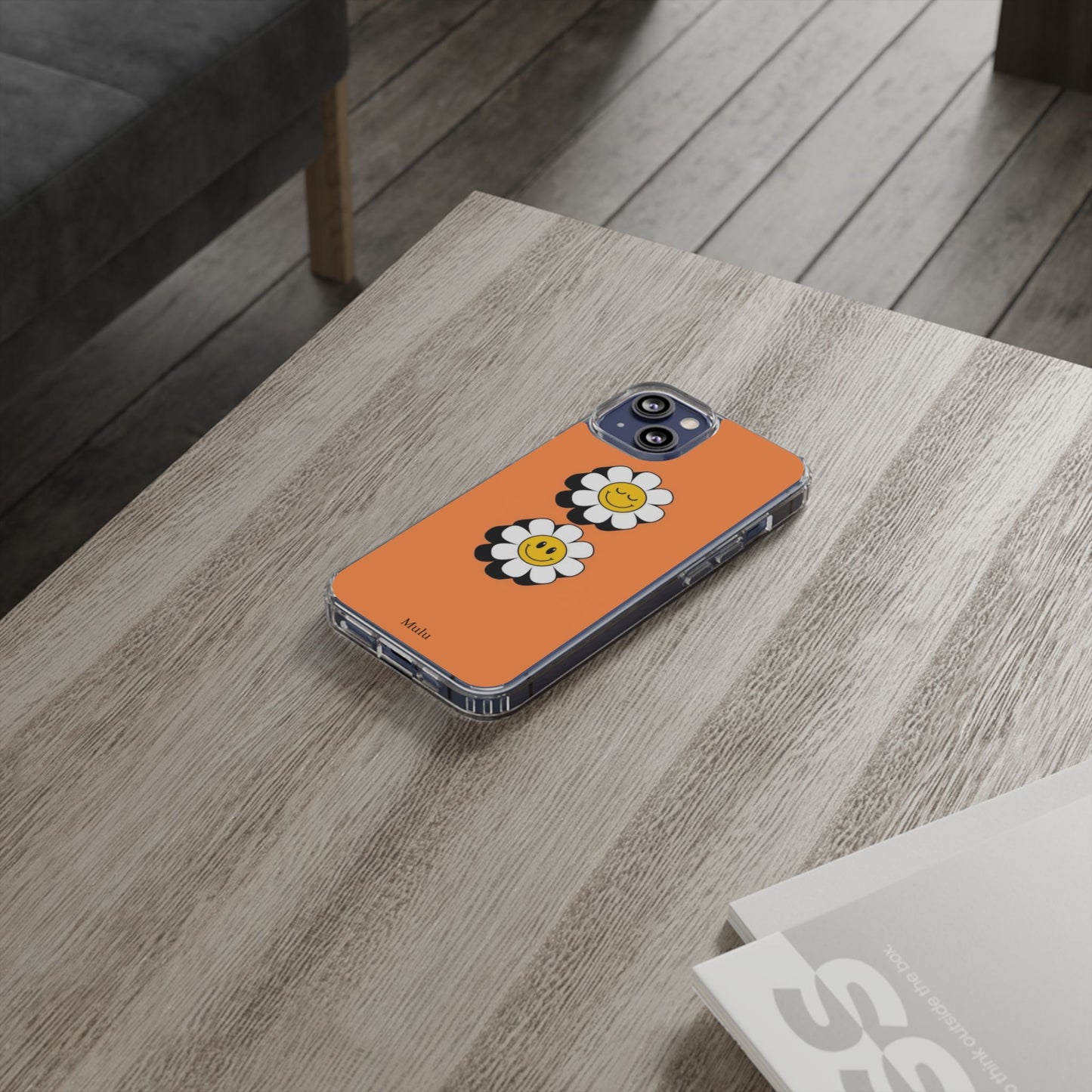 Phone Case — Orange Smiley Daisy Clear Impact‑Resistant Case