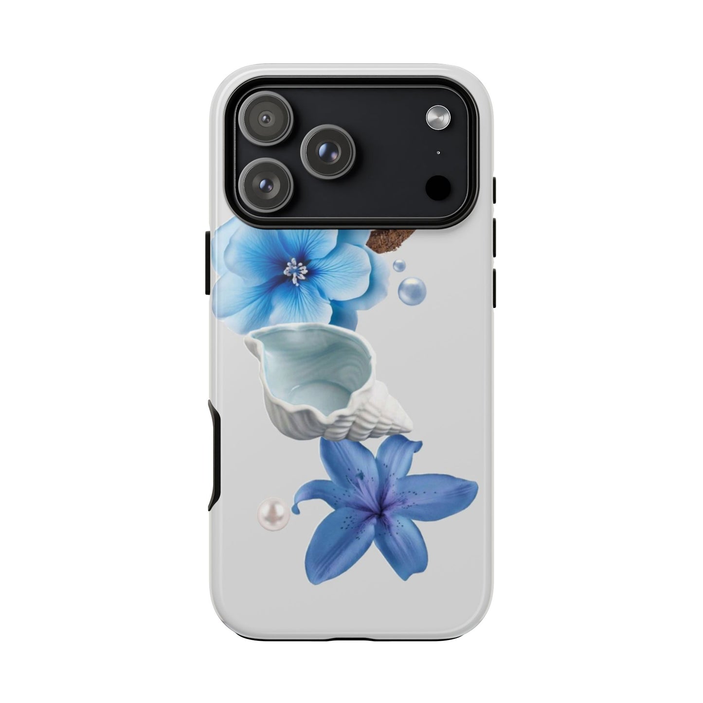 Tropical Blue Floral Phone Case — Coconut, Shell & Starfish Design
