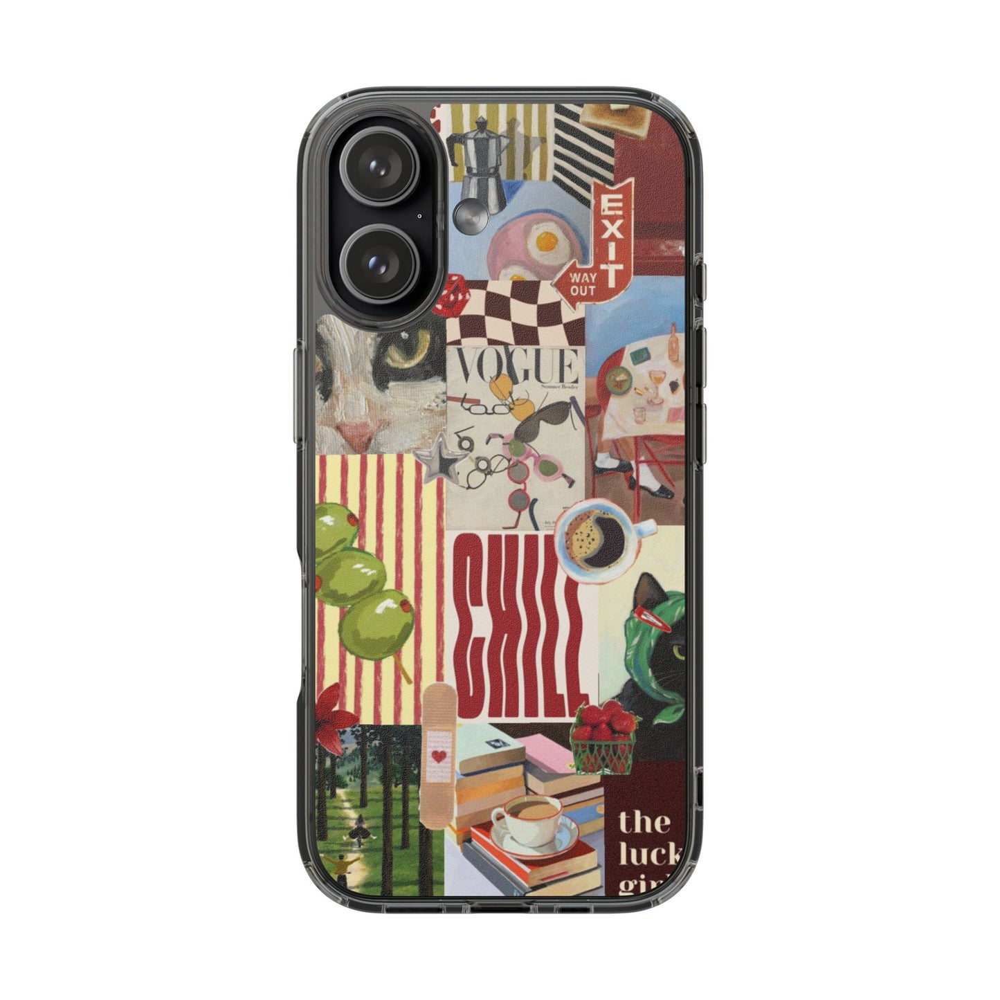 Collage Vintage Aesthetic Clear Impact-Resistant Phone Case