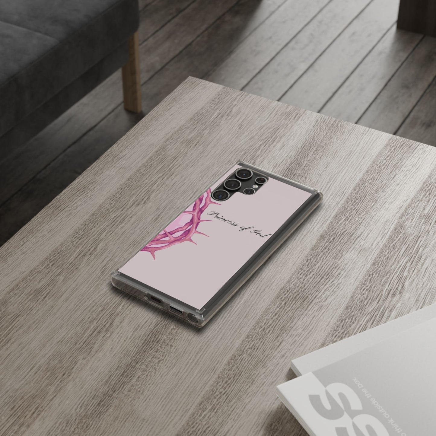 Phone Case — "Princess of God" Pink Crown of Thorns Clear Impact-Resistant Case