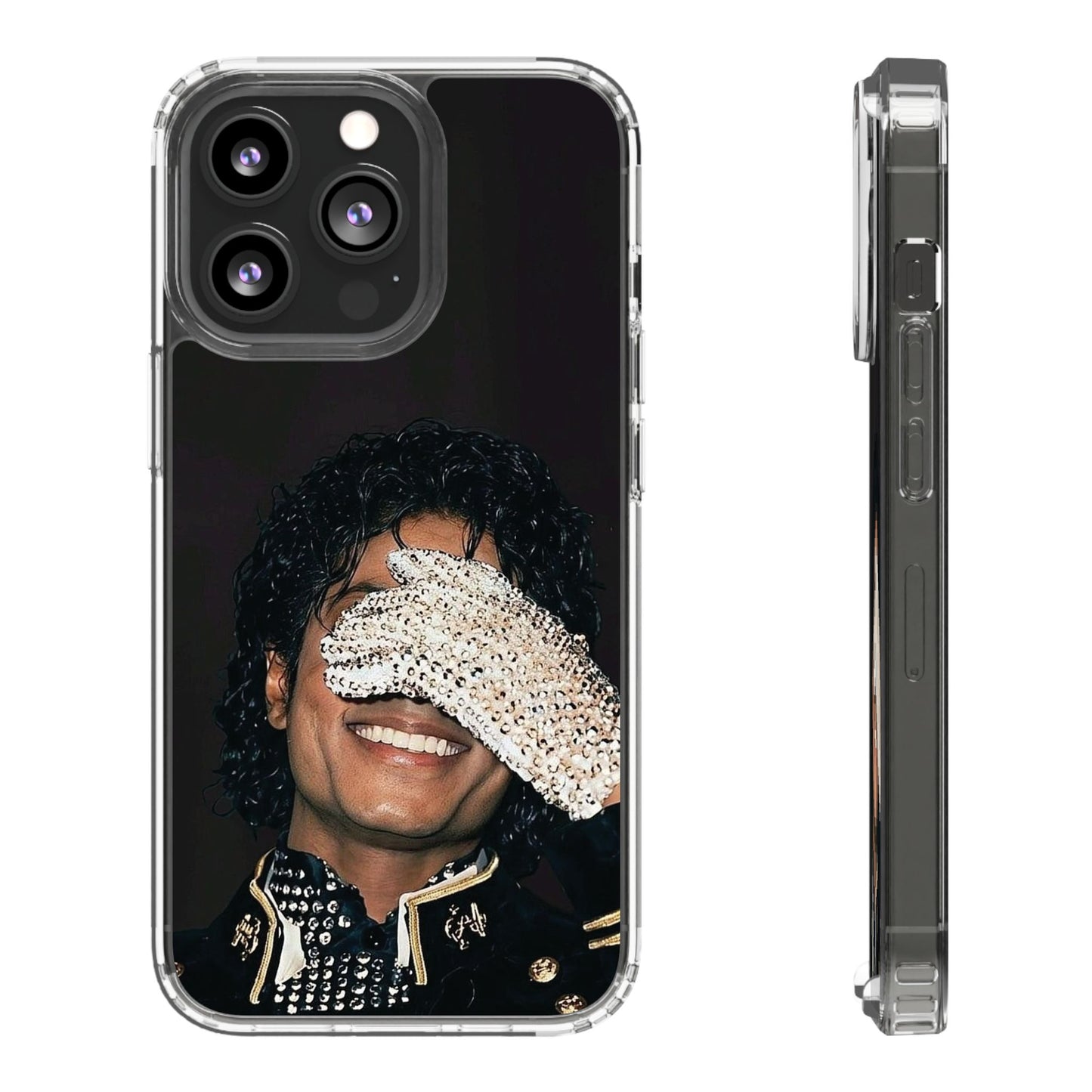 Michael Jackson Smiling Portrait Clear Phone Case — Retro Pop Icon Design