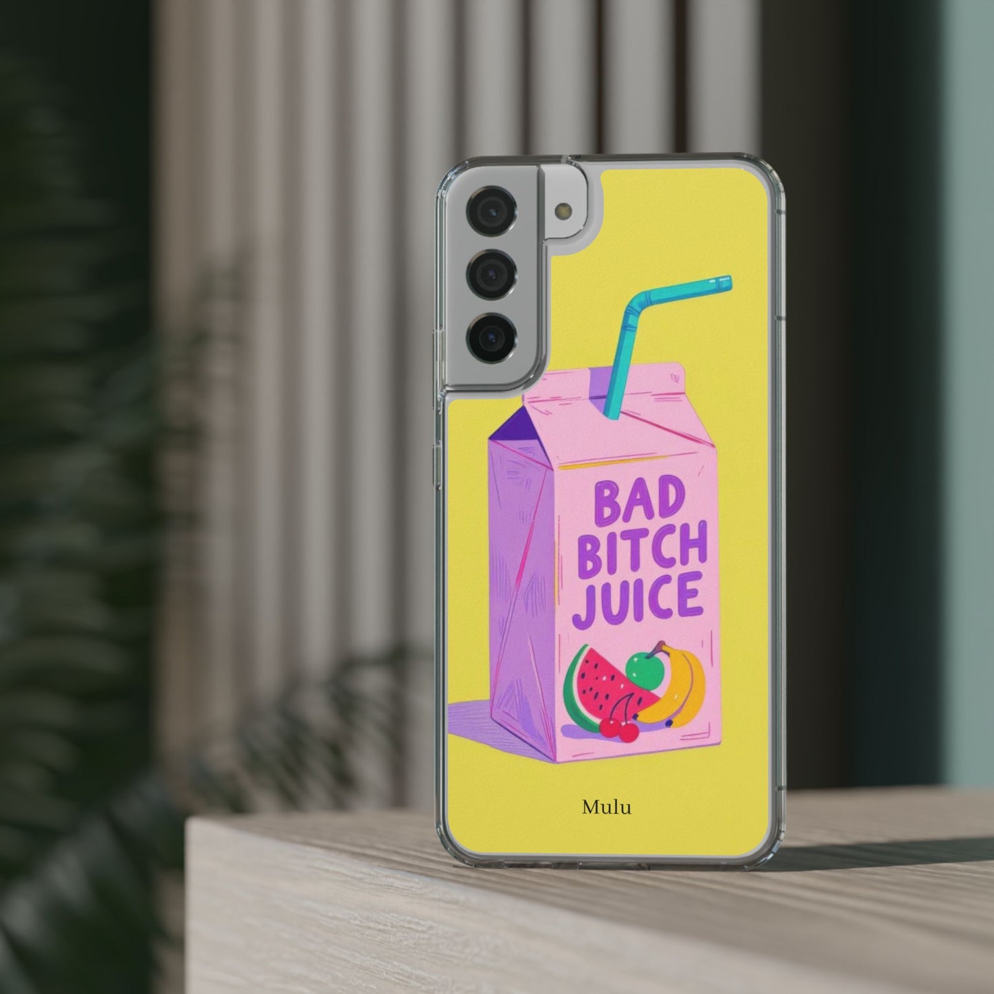 Clear Impact-Resistant Phone Case — "Bad Bitch Juice" Cartoon Juice Box Design