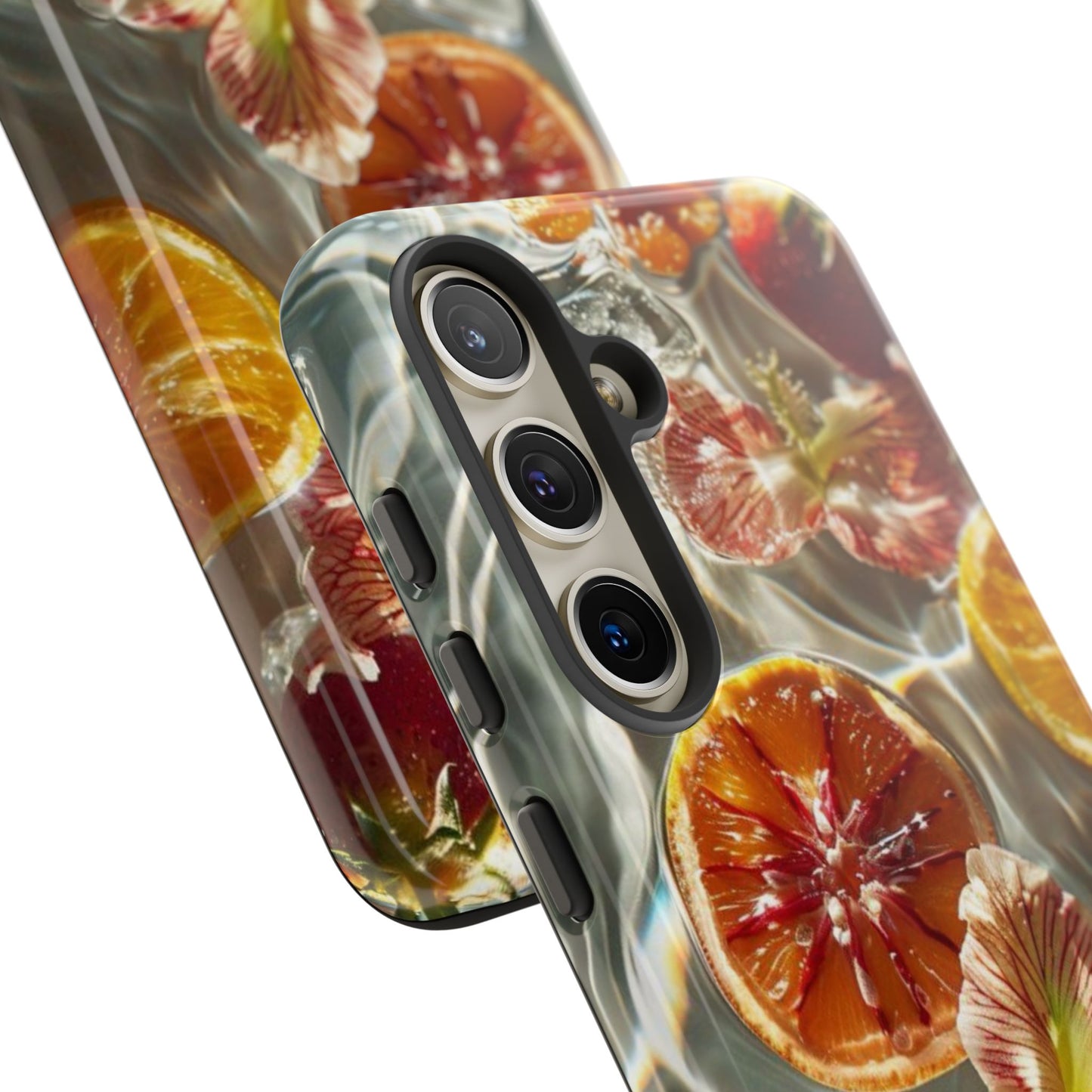 Citrus & Hibiscus Protective Phone Case – Summer Fruit Water Print Tough Case