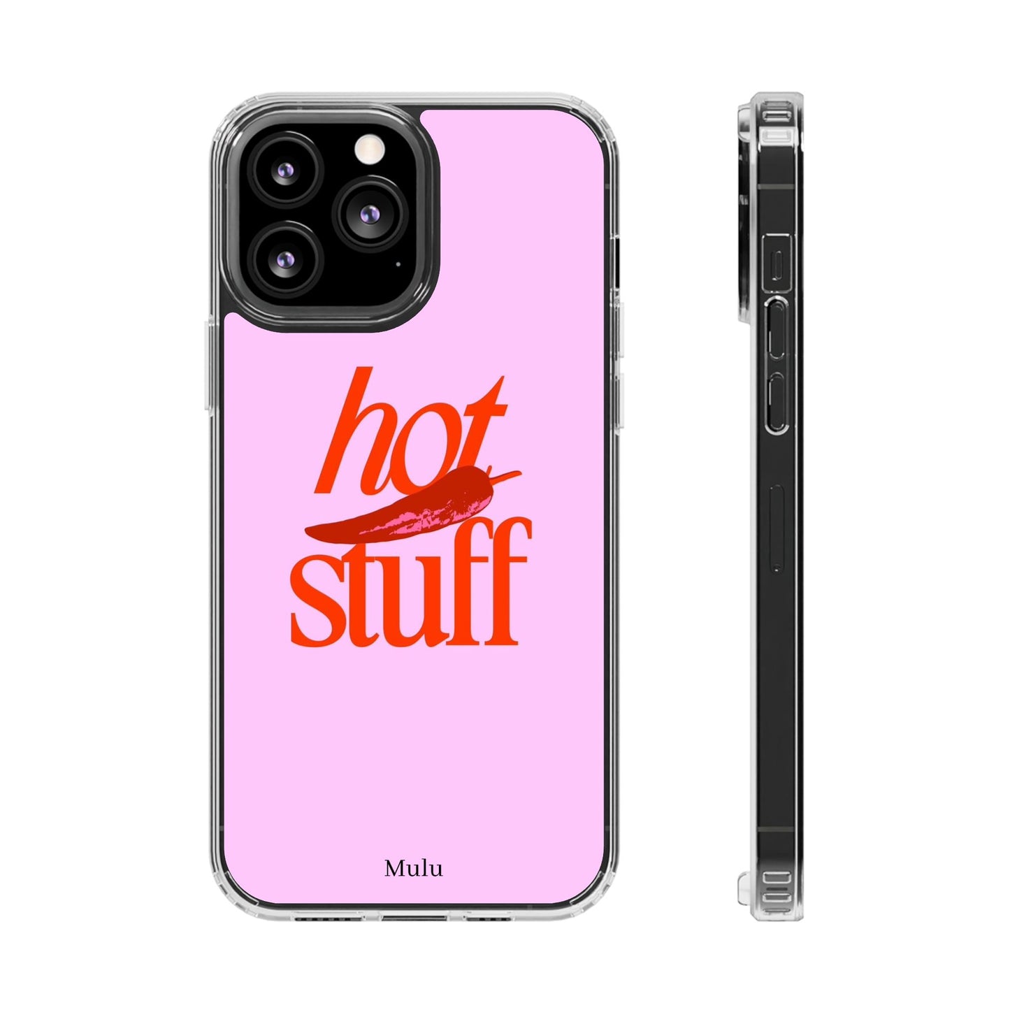 Hot Stuff Clear Impact Phone Case — Pink Retro Typography iPhone Cover