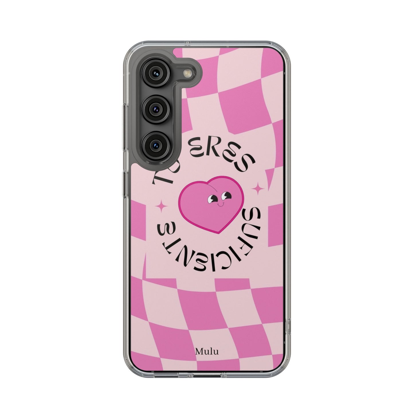 Clear Impact-Resistant Phone Case — Pink Checkerheart “Tu Eres Suficiente” Design