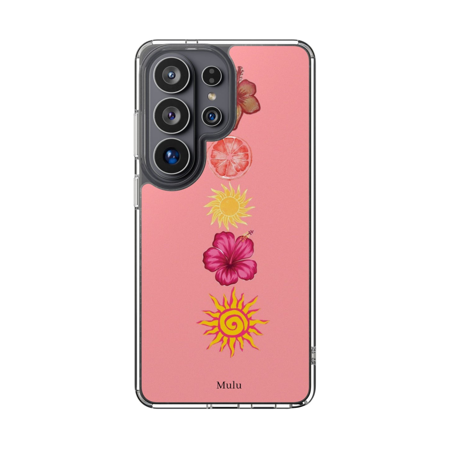 Clear Impact-Resistant Phone Case — Tropical Sun & Hibiscus Floral Design