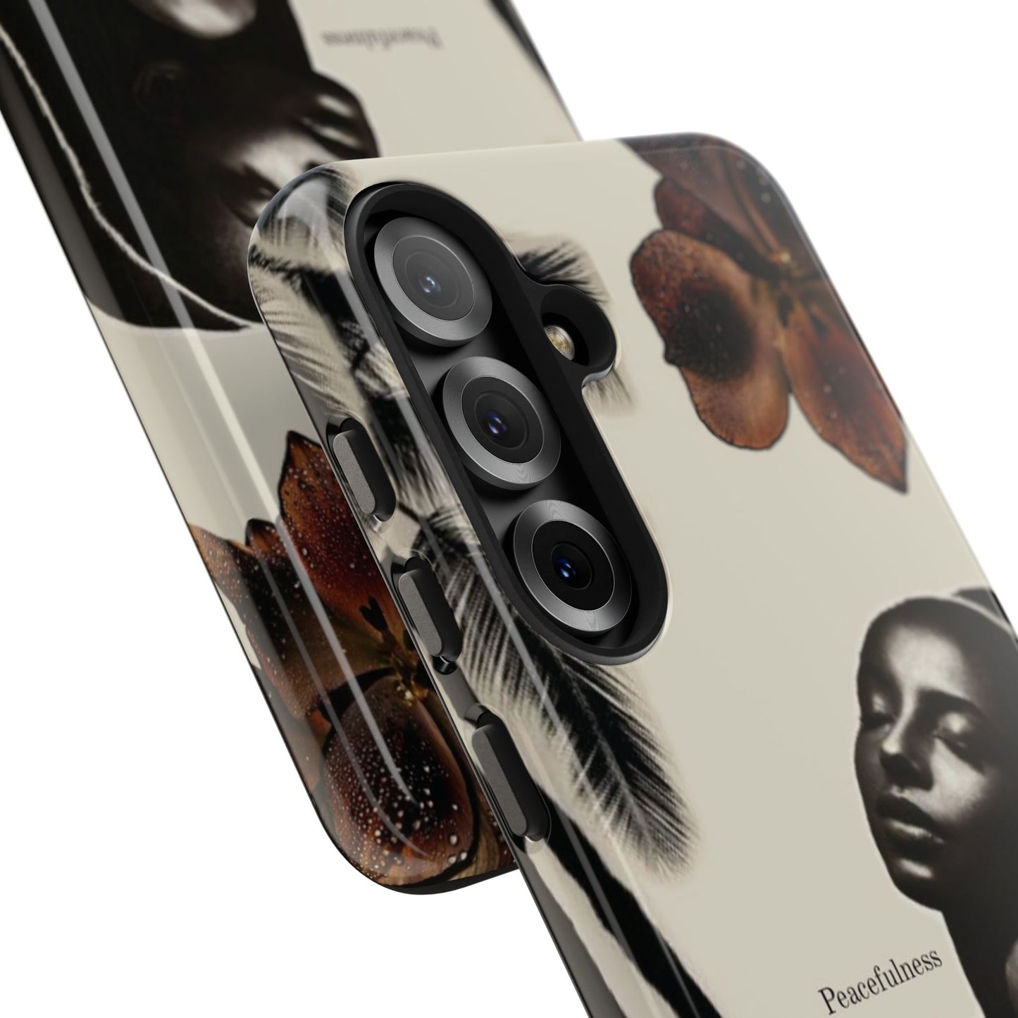 Tough Phone Case — "Peacefulness" Artistic Black Woman Floral Design