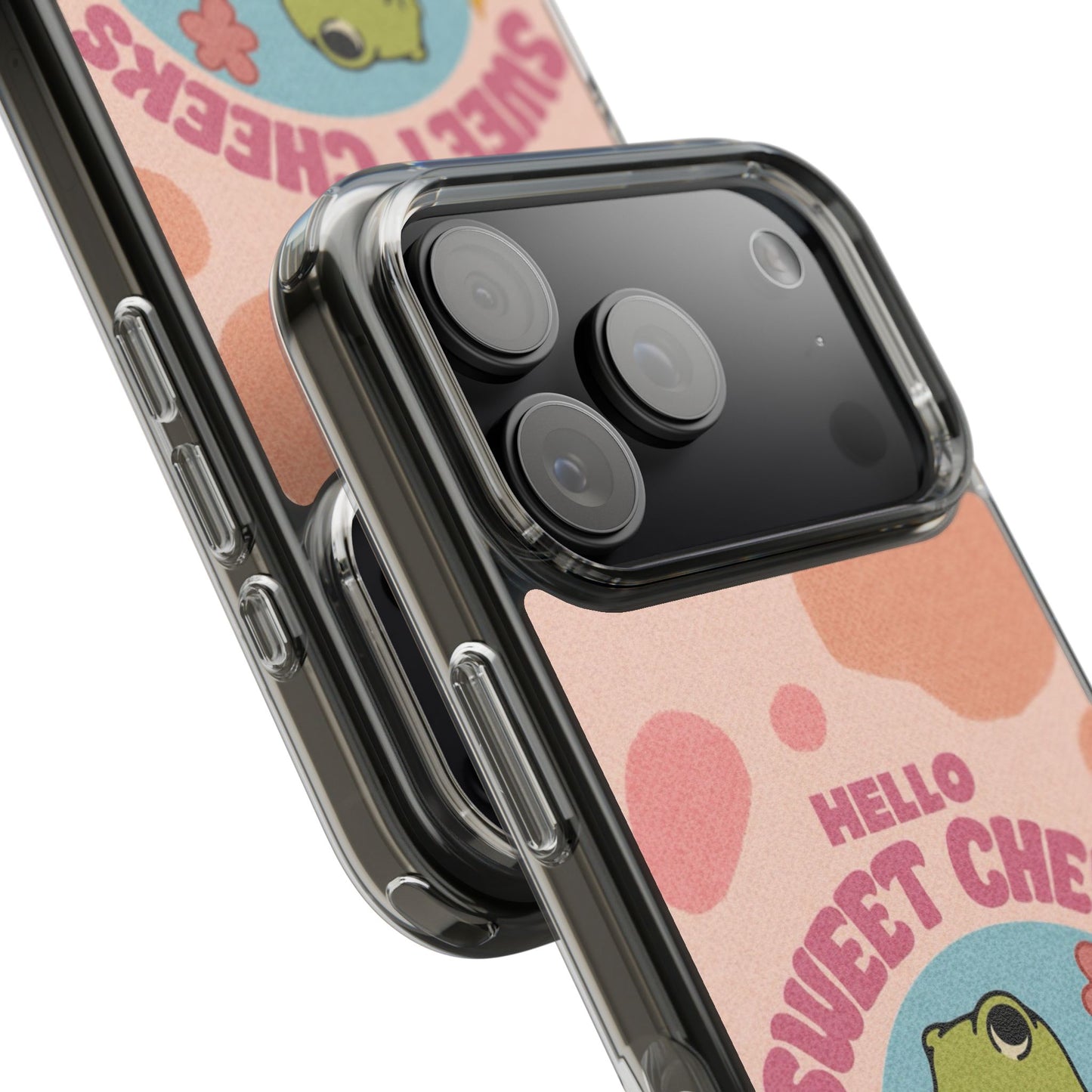 Clear Impact Phone Case — "Hello Sweet Cheeks" Retro Frog Design
