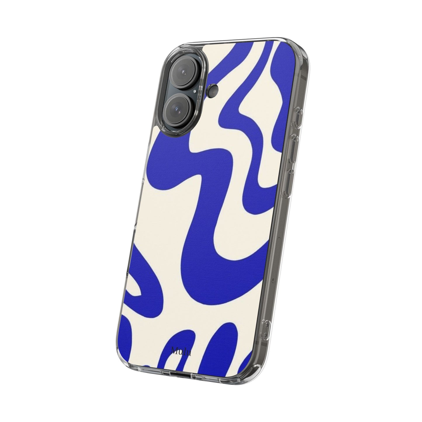 Clear Impact-Resistant Case — Blue Abstract Wavy Pattern