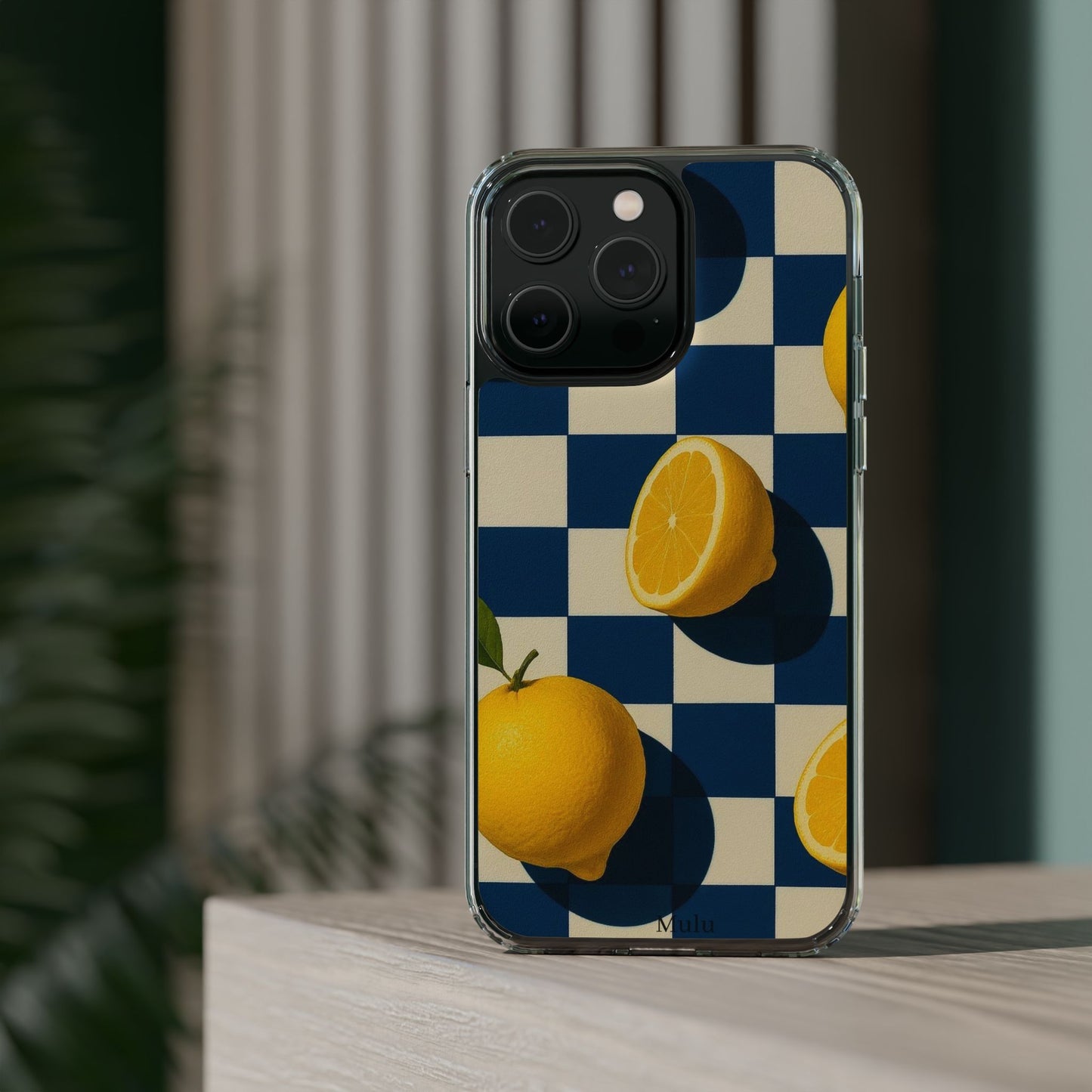 Clear Impact-Resistant Case — Retro Checkered Lemons Phone Case