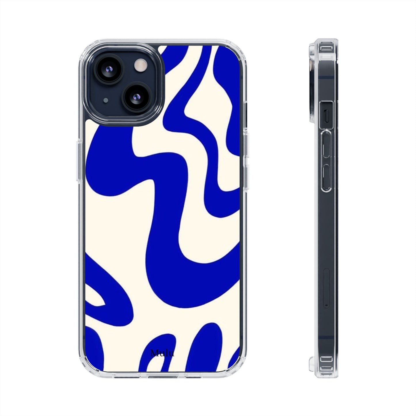 Clear Impact-Resistant Case — Blue Abstract Wavy Pattern