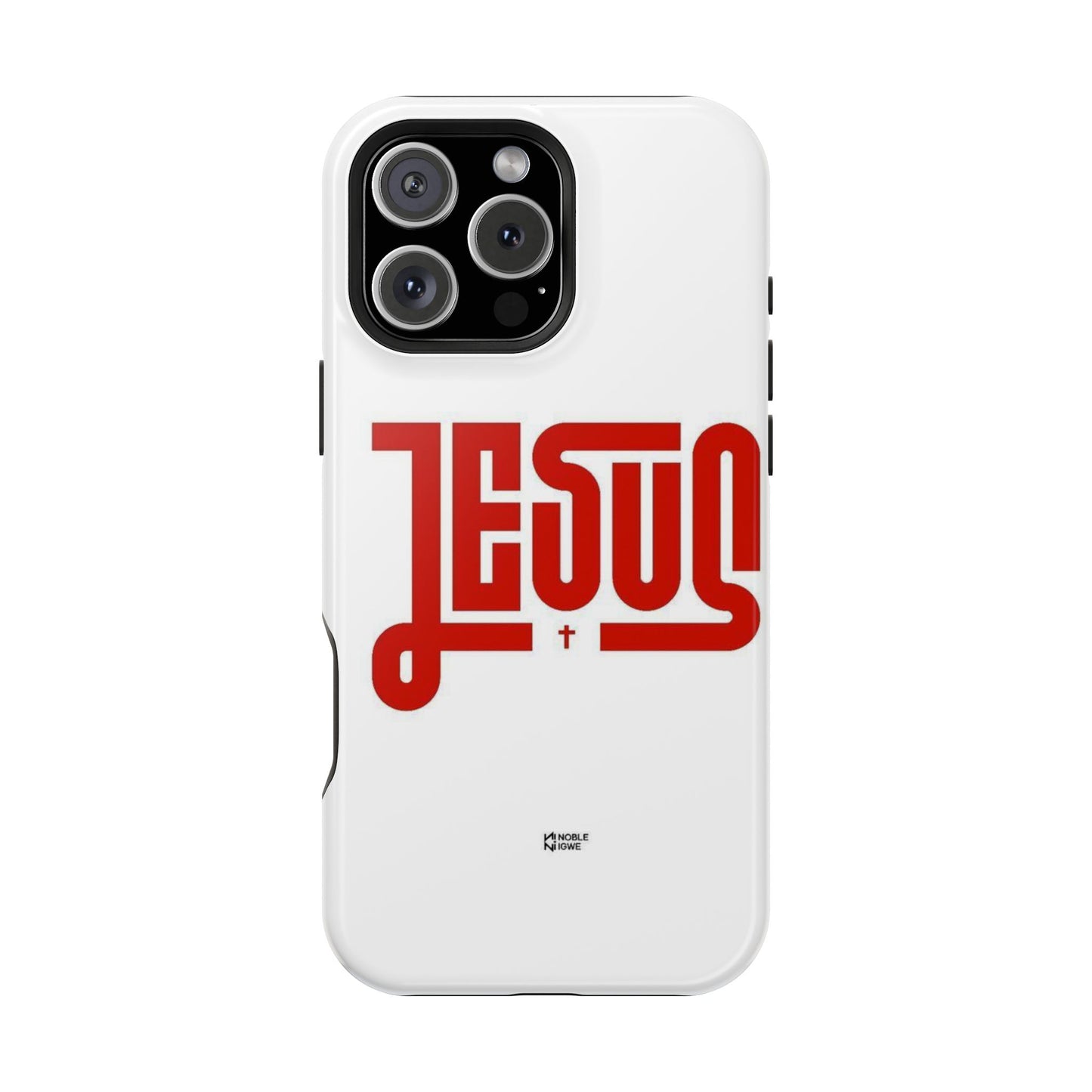 Jesus Magnetic Impact‑Resistant Phone Case — Bold Red Script Christian iPhone Cover