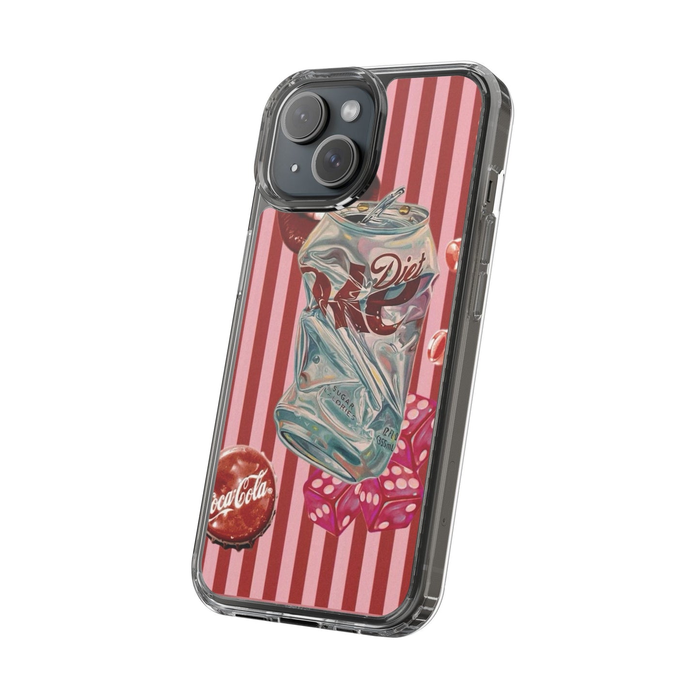 Diet Cola Crush Clear Phone Case – Retro Soda Pop Design