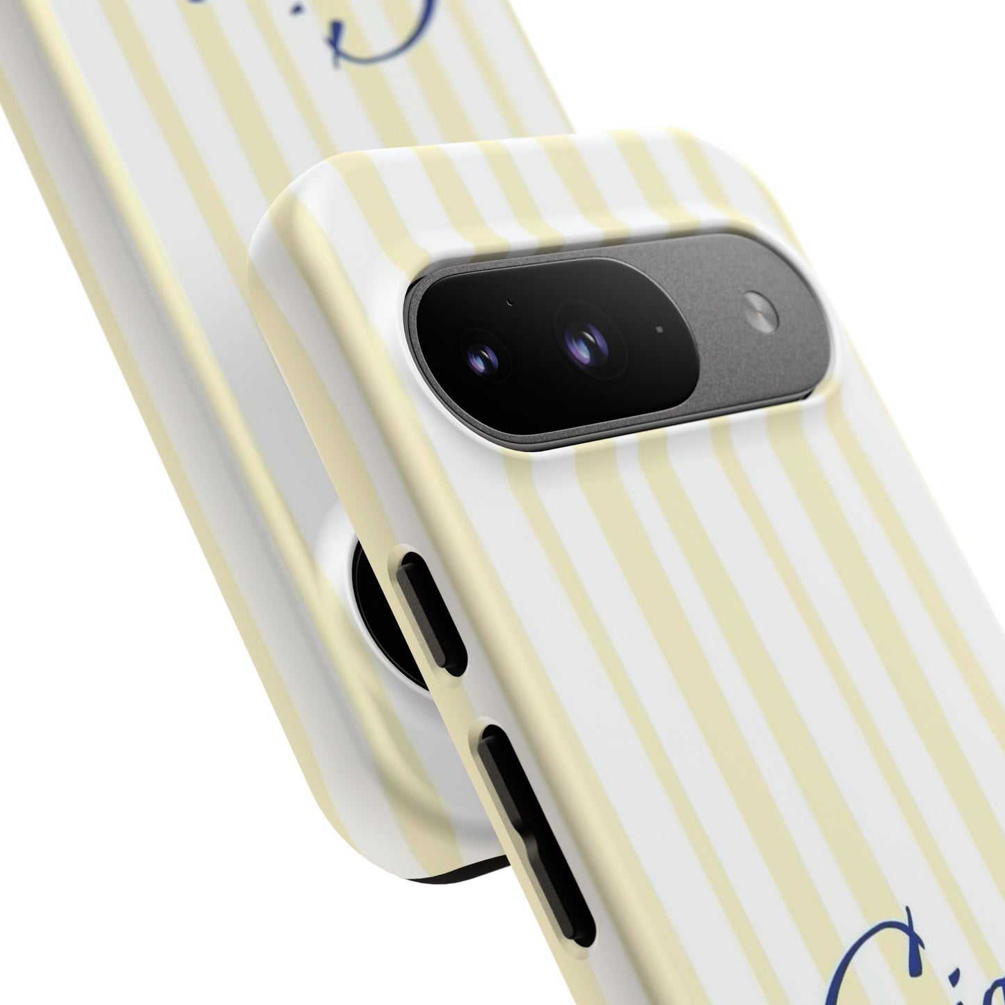 Ciao Bella Phone Case – Striped Elegant Italian Script Protective Cover