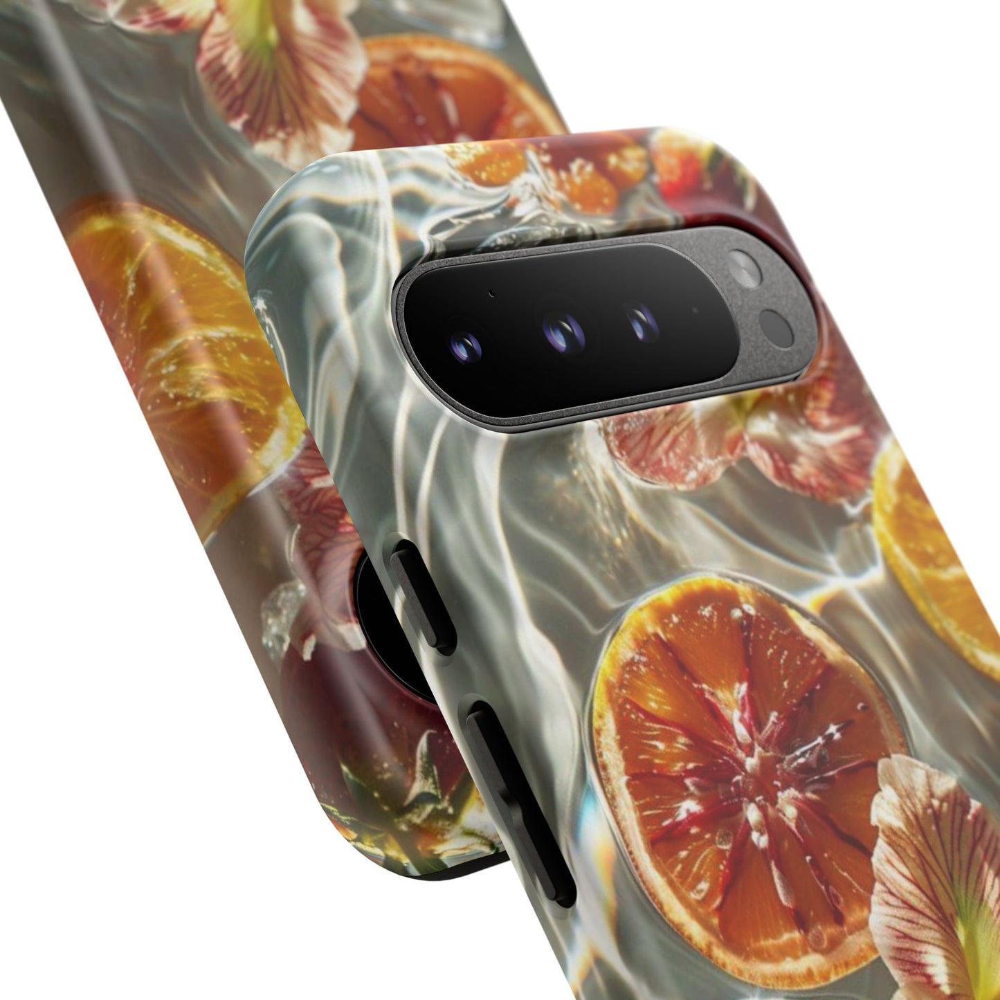 Citrus & Hibiscus Protective Phone Case – Summer Fruit Water Print Tough Case