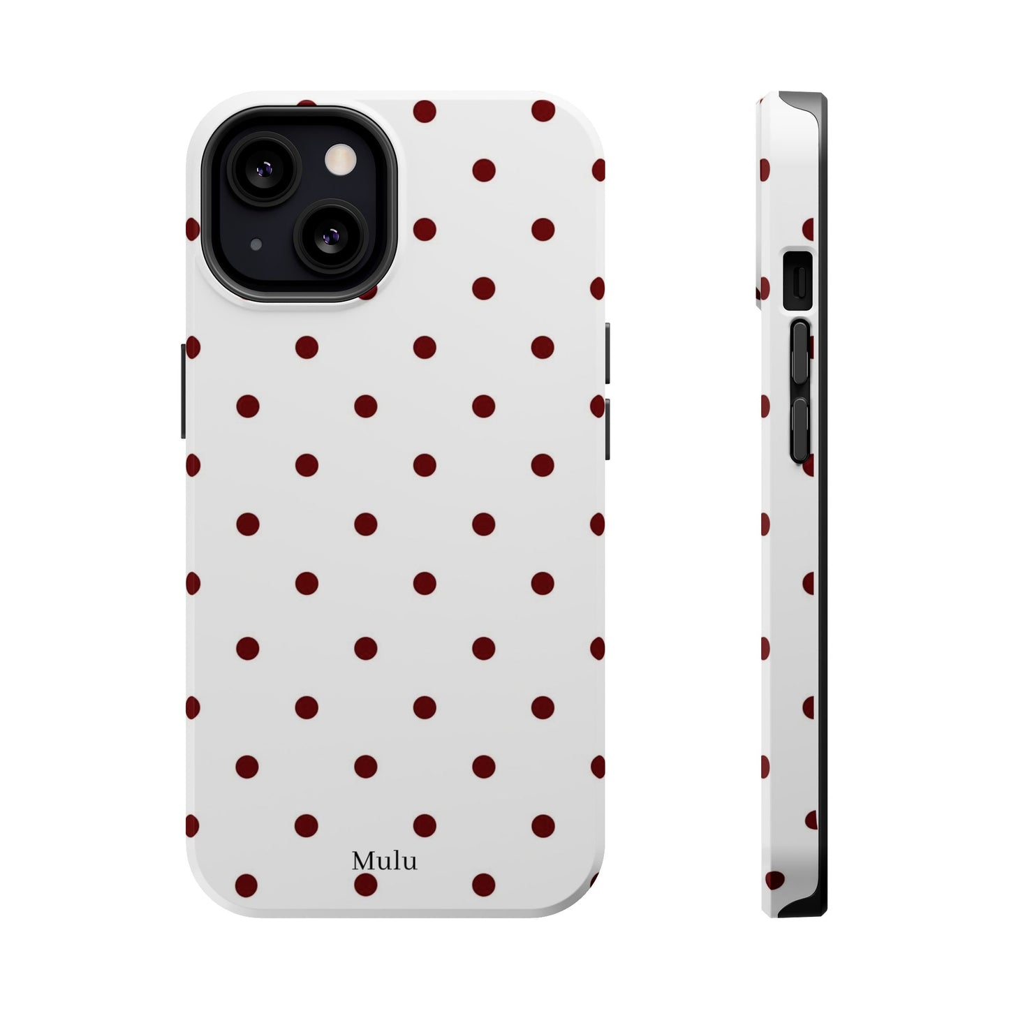 Polka Dot Magnetic Impact-Resistant Phone Case — Red Dots on White