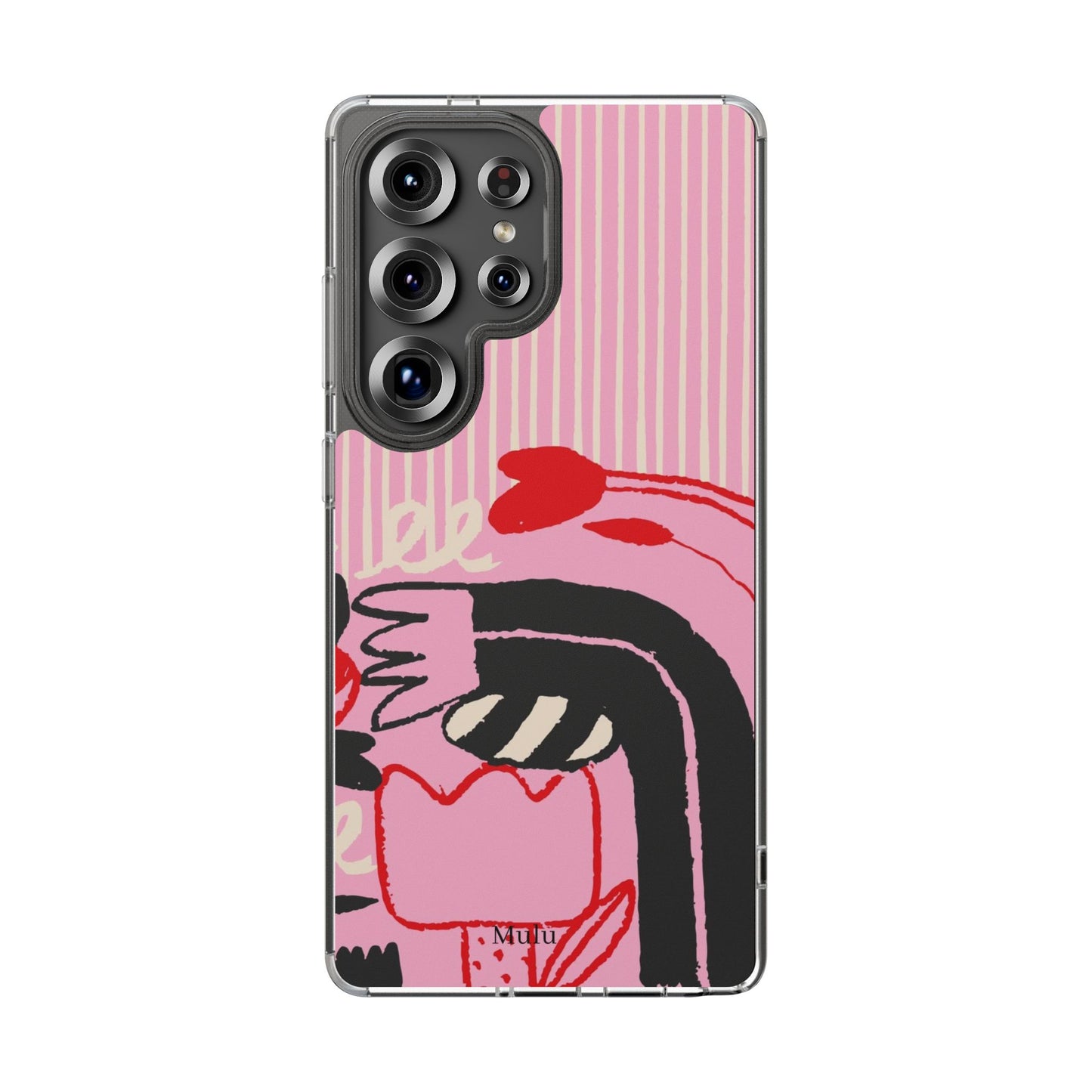 Clear Impact-Resistant Case — Pink Cute Heart Cartoon Design