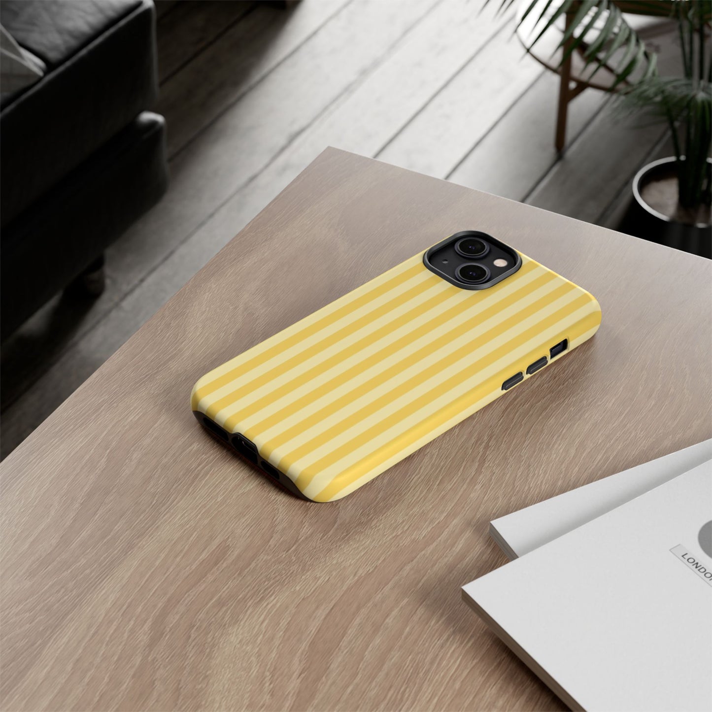 Yellow Stripe Tough Phone Case — Durable Protective iPhone Cover