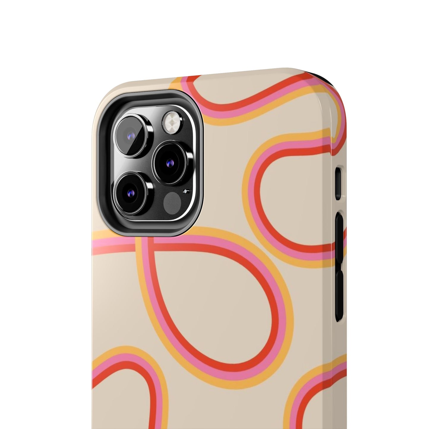 Retro Swirl Tough Phone Case — Beige Pink Orange Abstract Protection